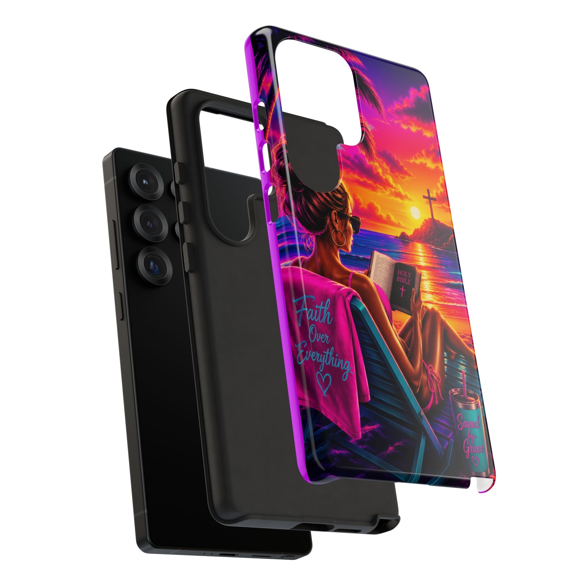 Phone Case —  Jesus and Beach (Faith Over Everything)