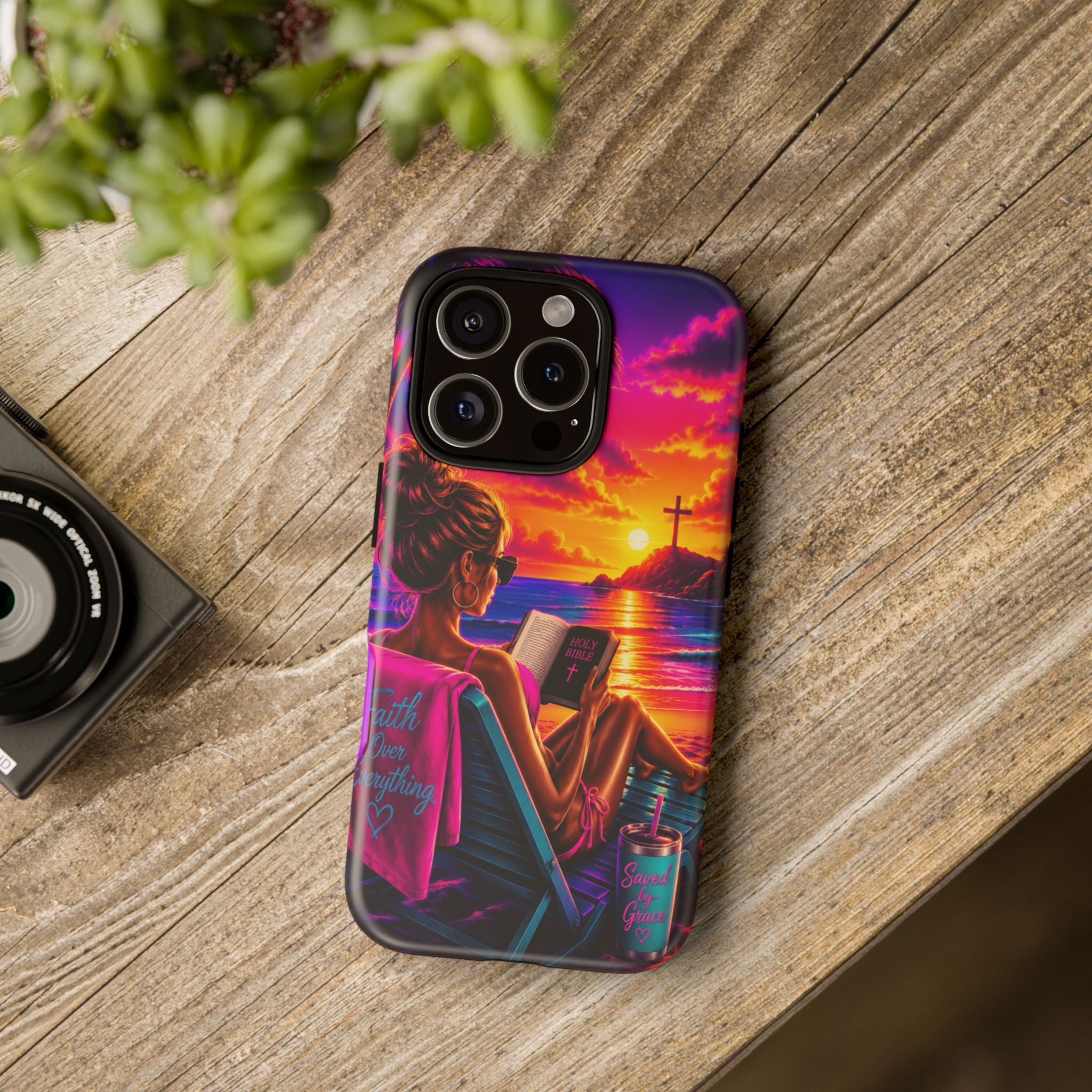 Phone Case —  Jesus and Beach (Faith Over Everything)