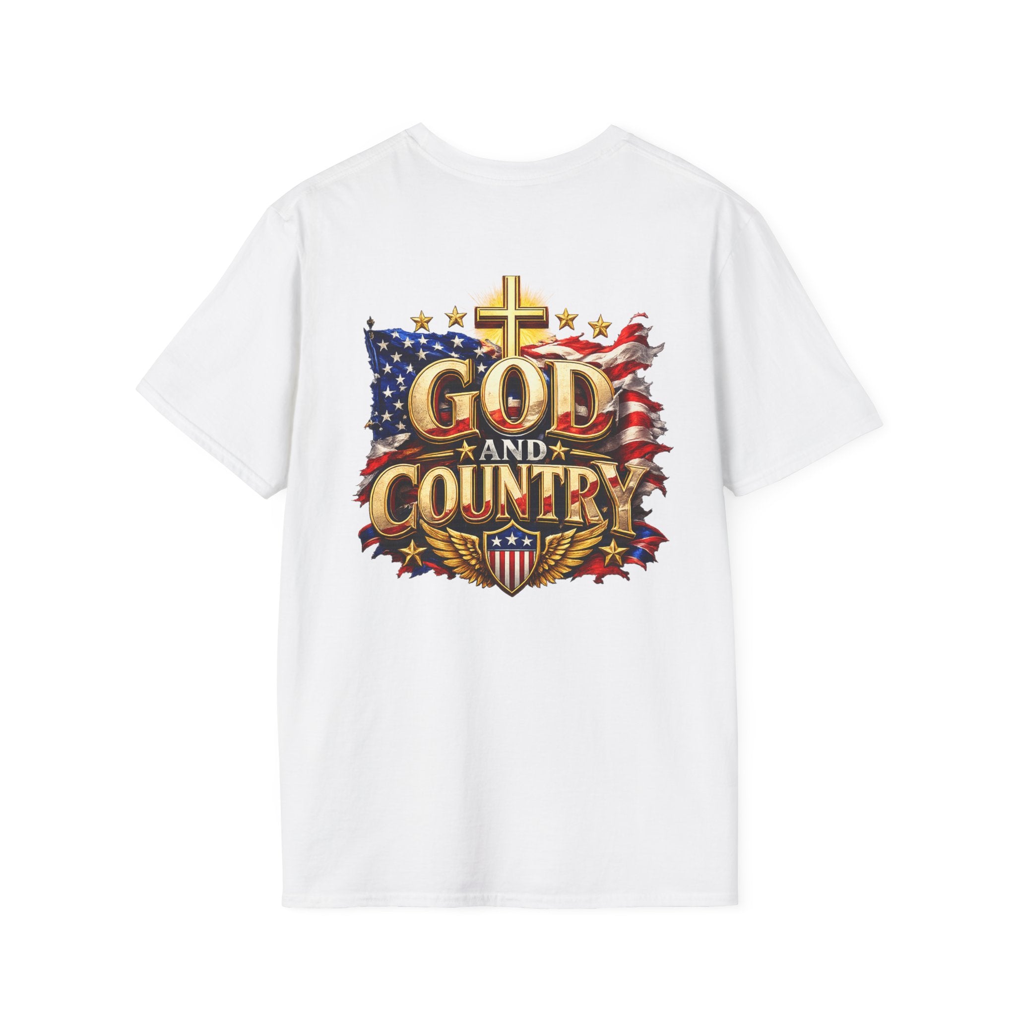 God and Country T-Shirt — Christian Patriotic Tee (cross & American flag)