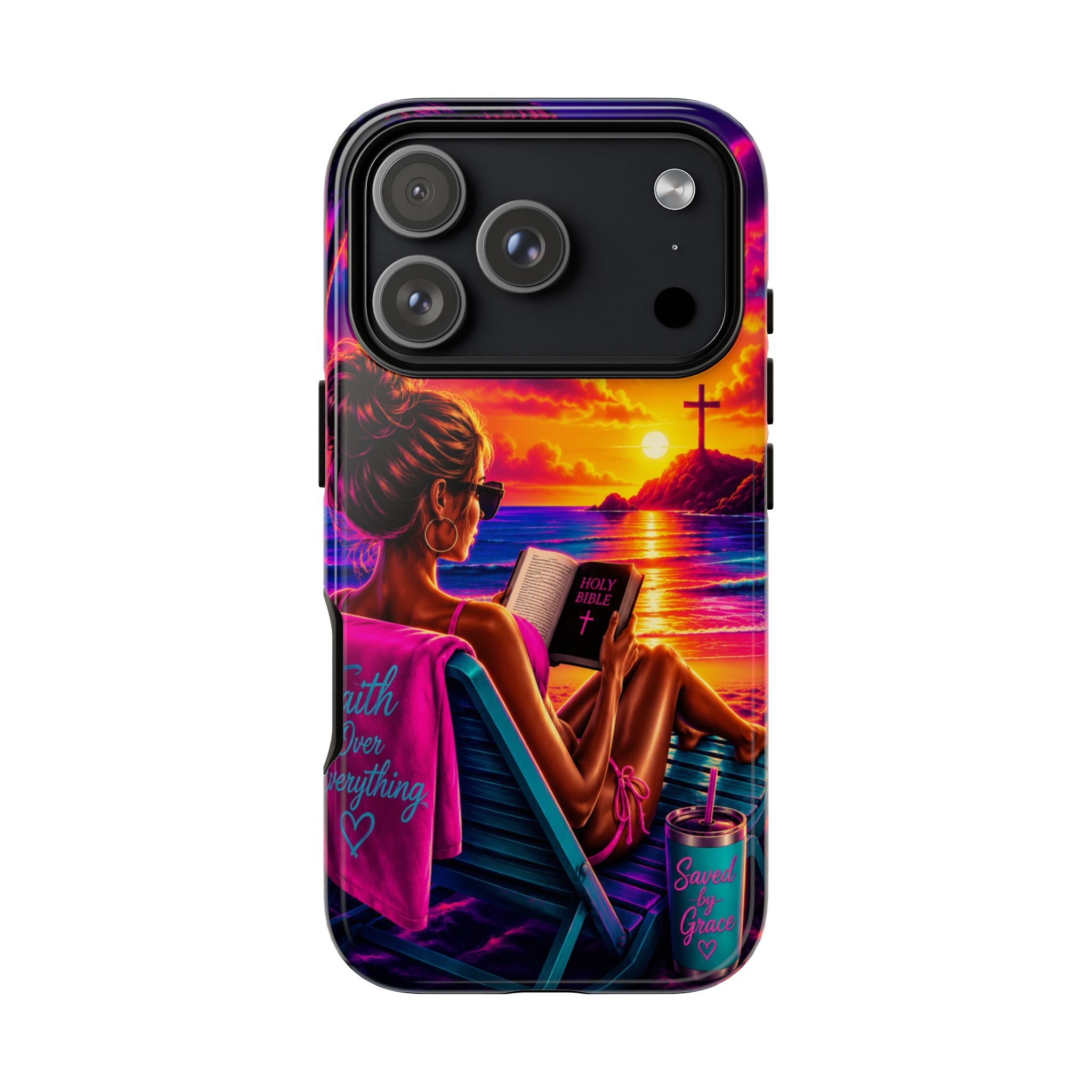 Phone Case —  Jesus and Beach (Faith Over Everything)
