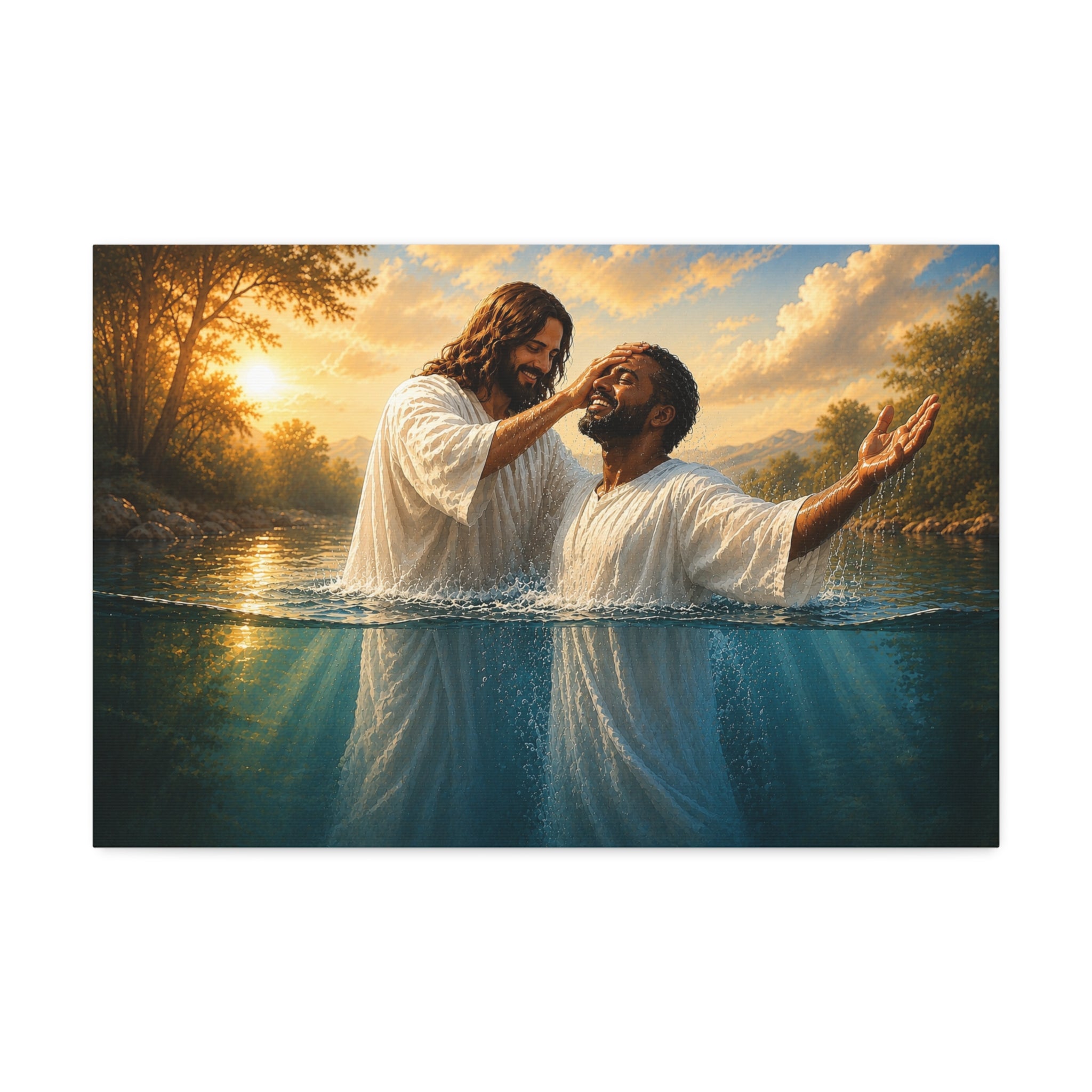 African Man Baptism of Faith Canvas Print - Christian Wall Art