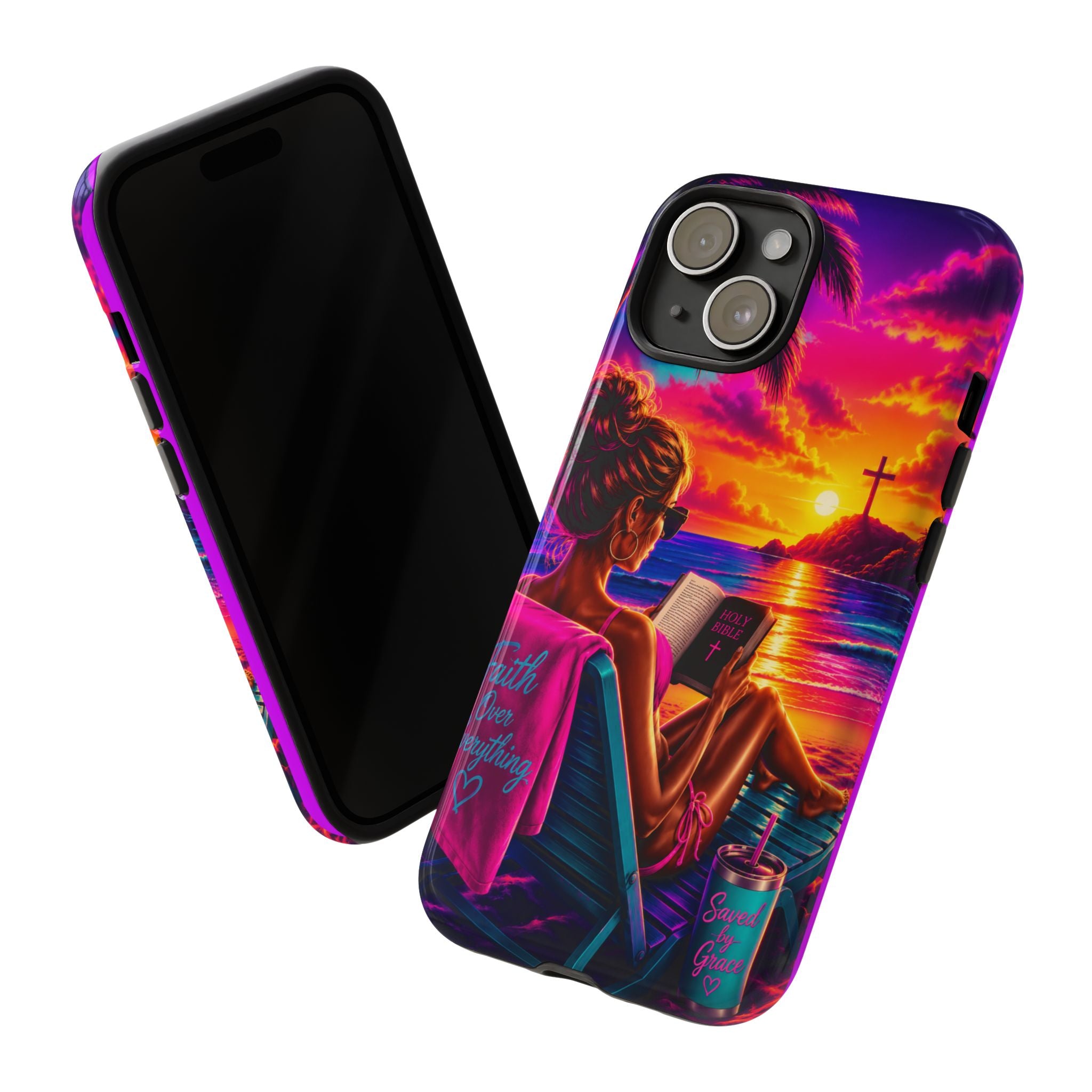 Phone Case —  Jesus and Beach (Faith Over Everything)