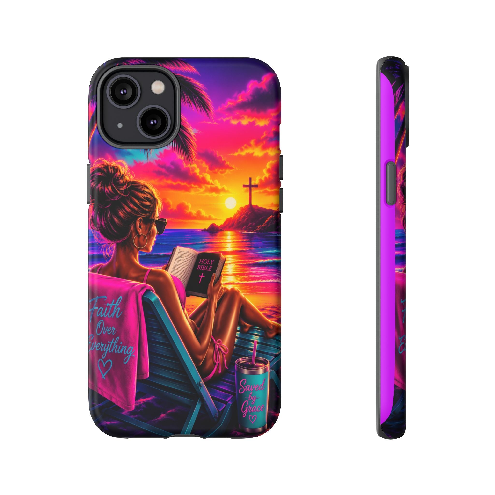 Phone Case —  Jesus and Beach (Faith Over Everything)