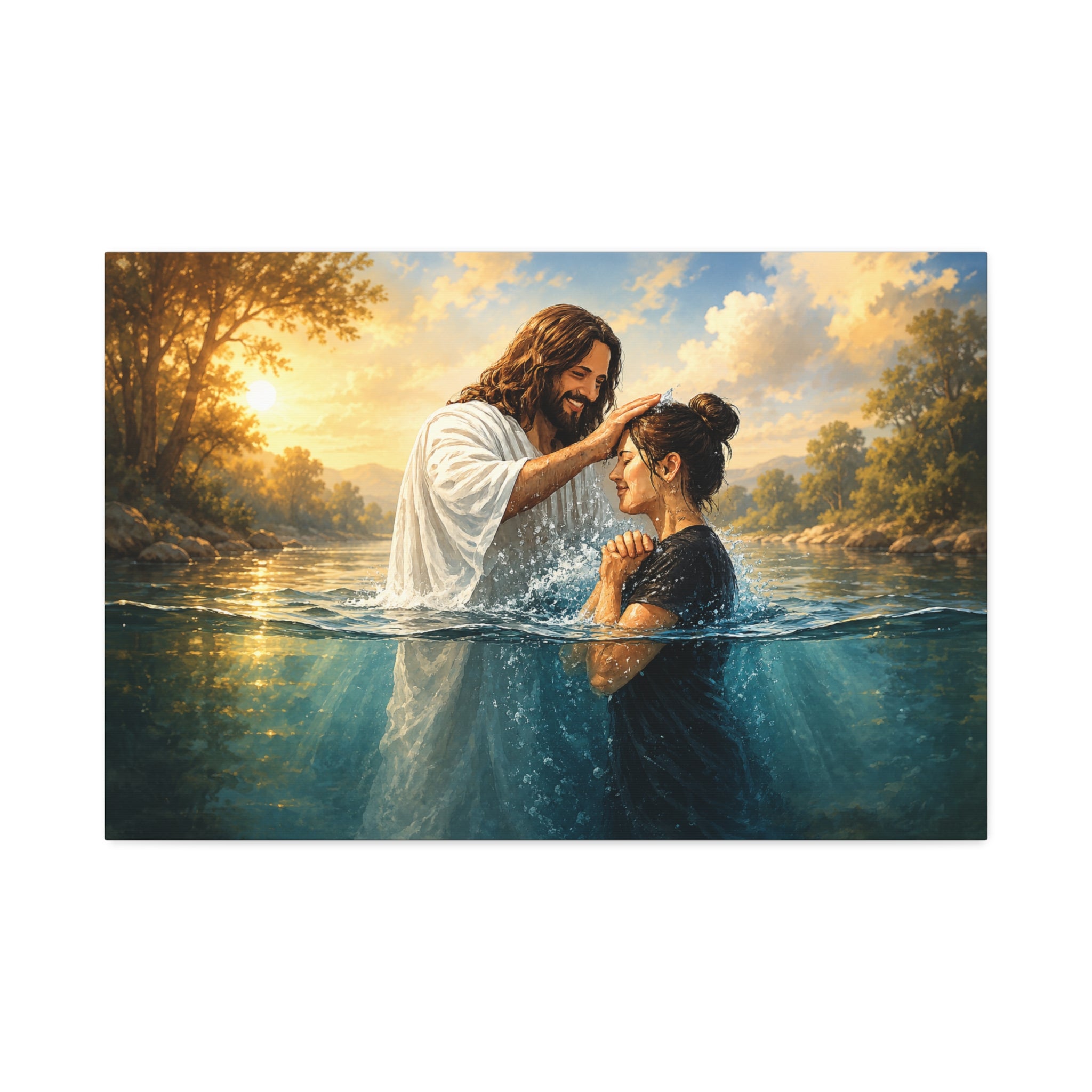 Religious Canvas Wall Art — "I left it in the water" (Stretched Canvas)
