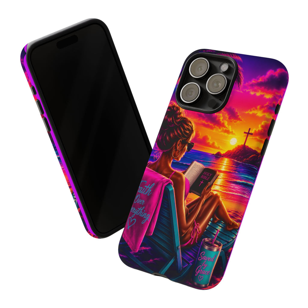Phone Case —  Jesus and Beach (Faith Over Everything)