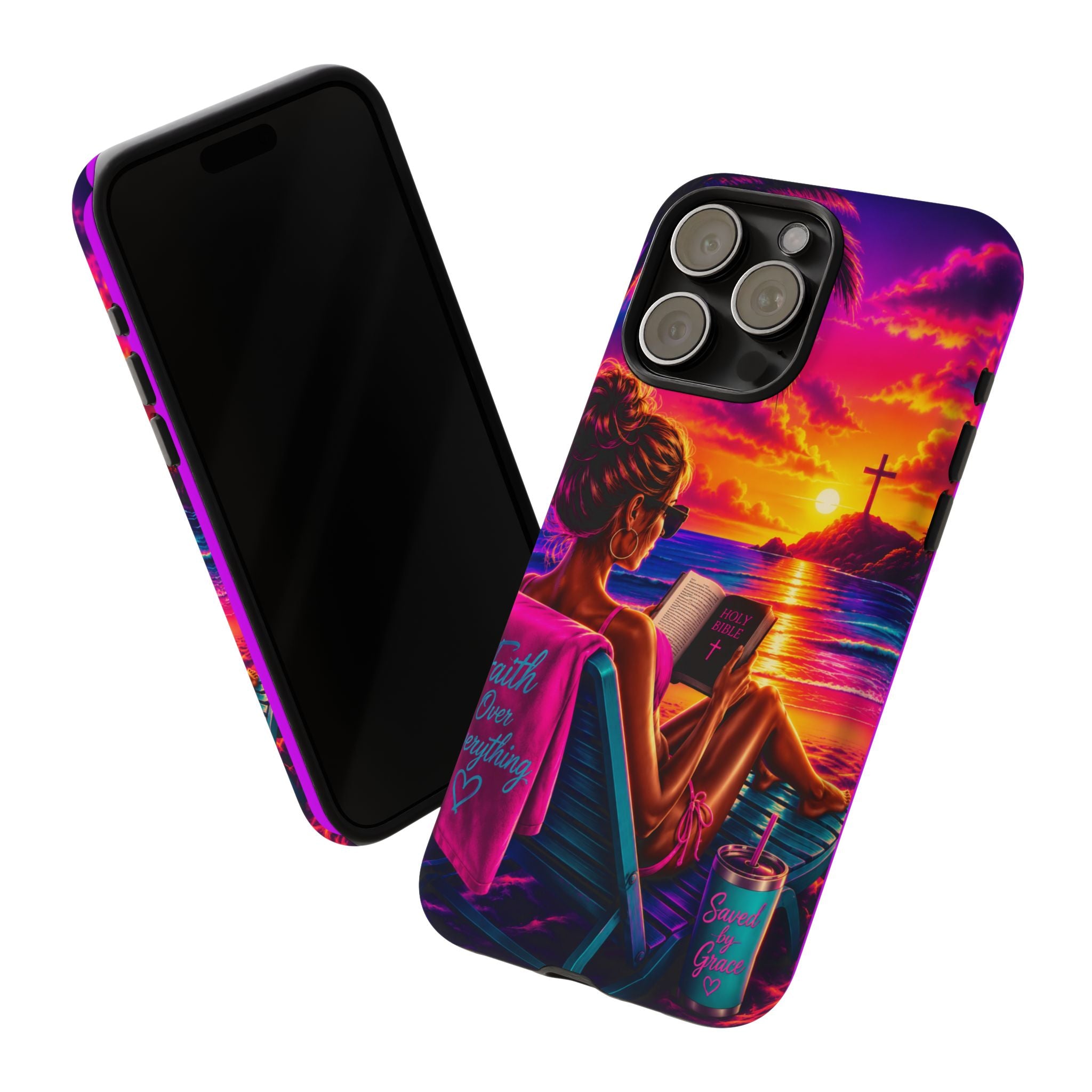 Phone Case —  Jesus and Beach (Faith Over Everything)