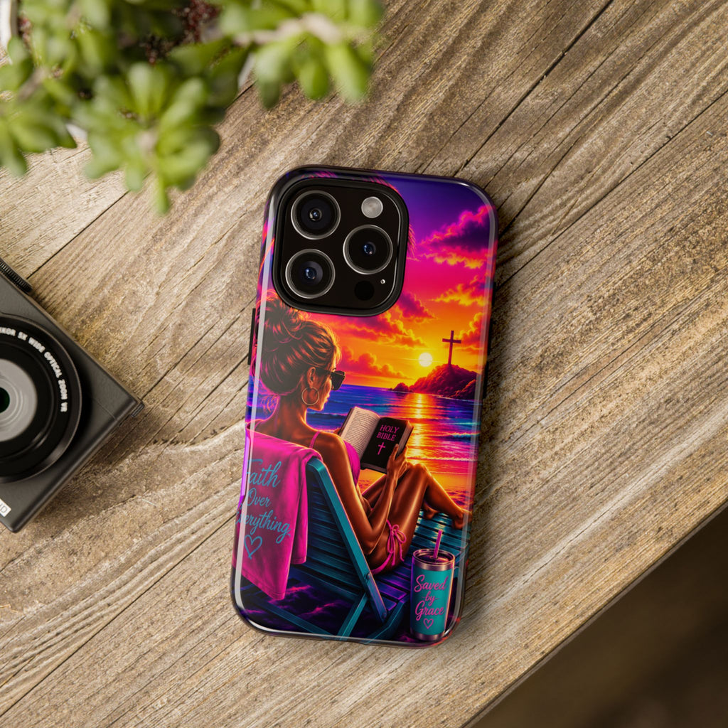Phone Case —  Jesus and Beach (Faith Over Everything)