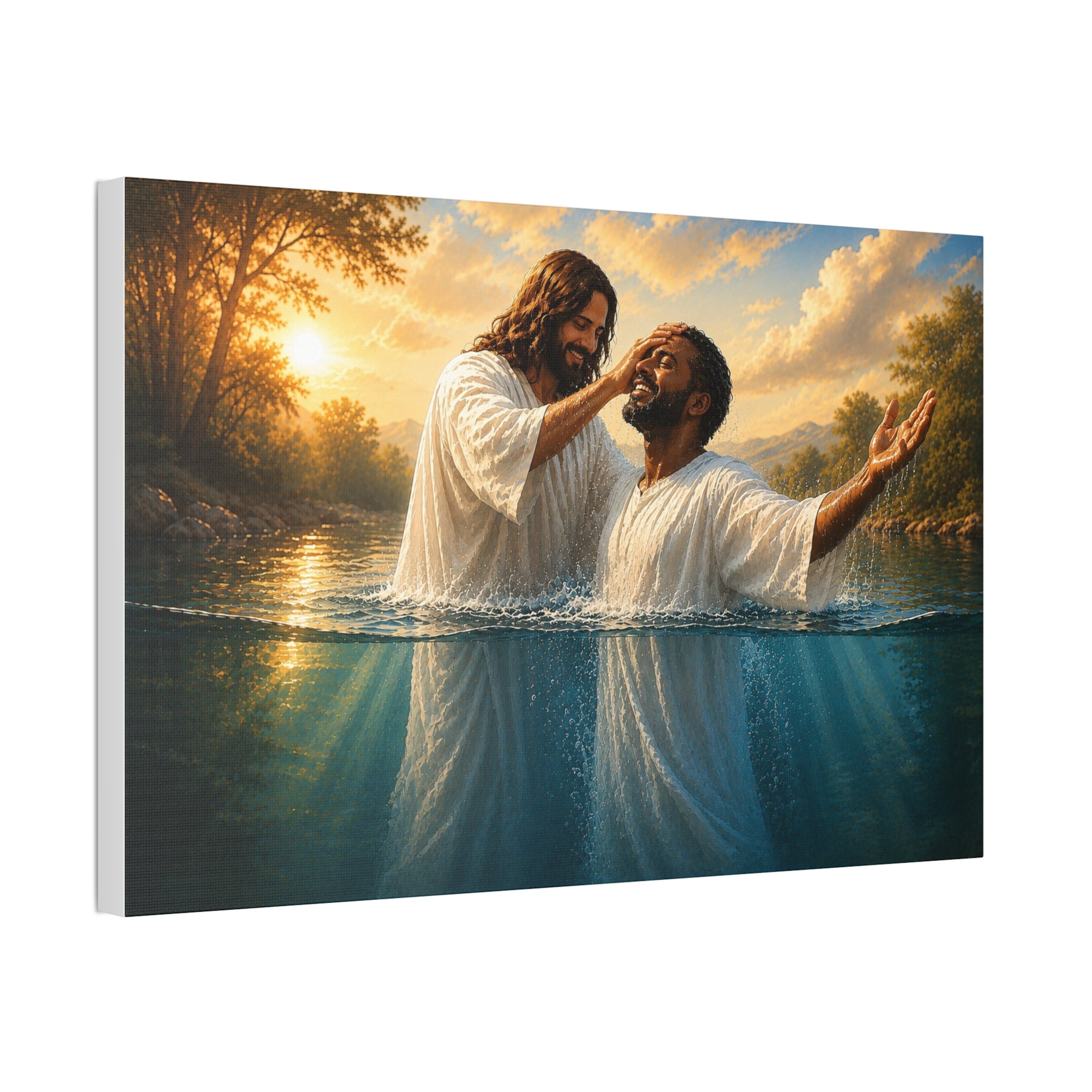 African Man Baptism of Faith Canvas Print - Christian Wall Art