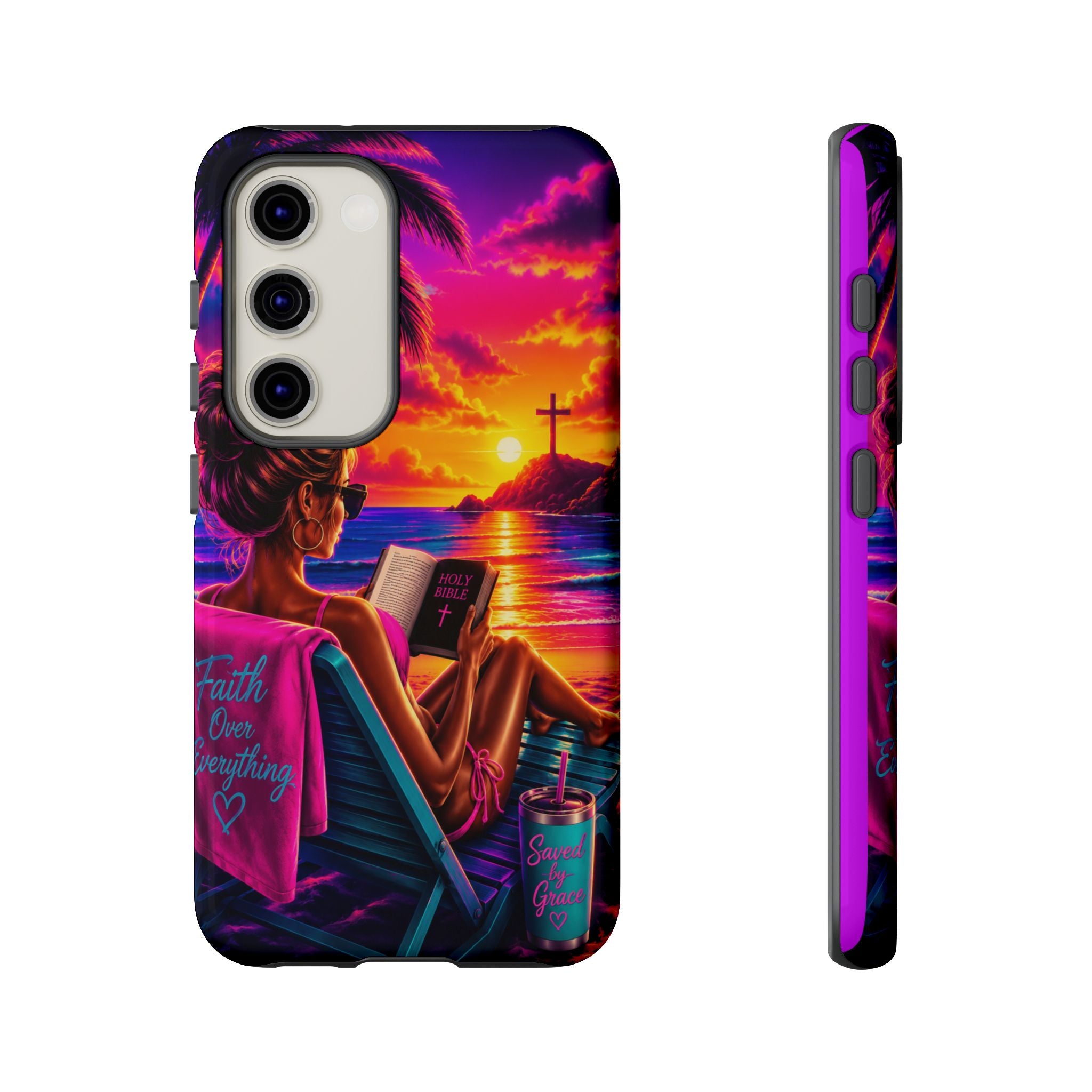 Phone Case —  Jesus and Beach (Faith Over Everything)