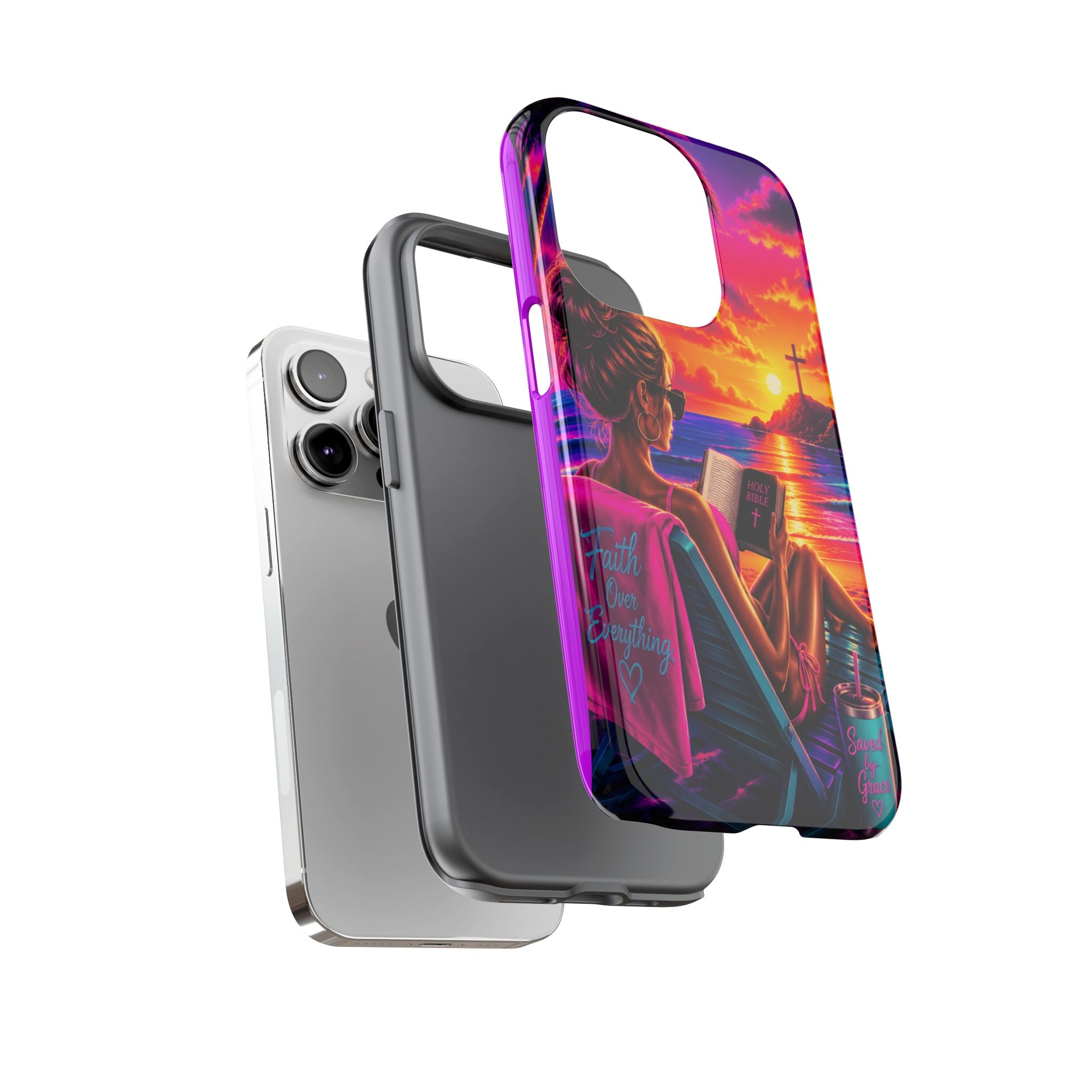 Phone Case —  Jesus and Beach (Faith Over Everything)