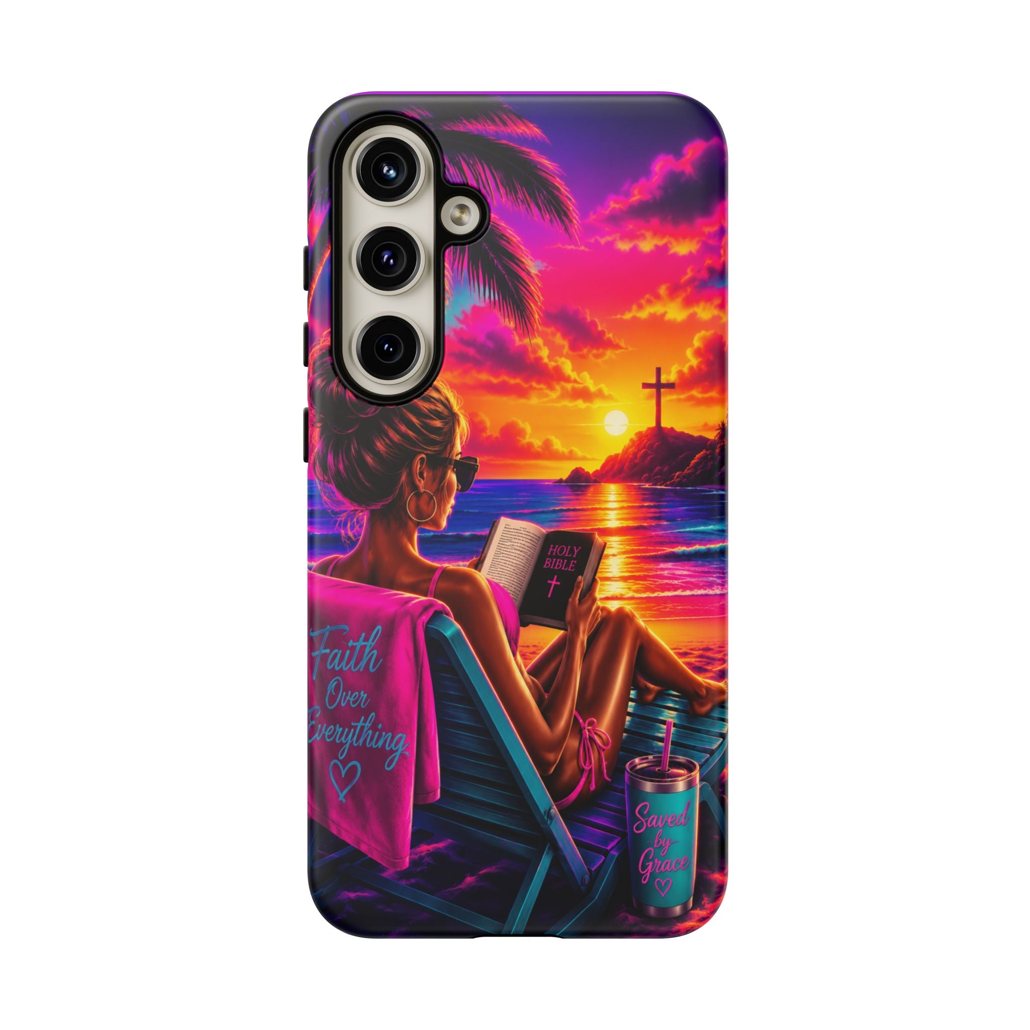 Phone Case —  Jesus and Beach (Faith Over Everything)