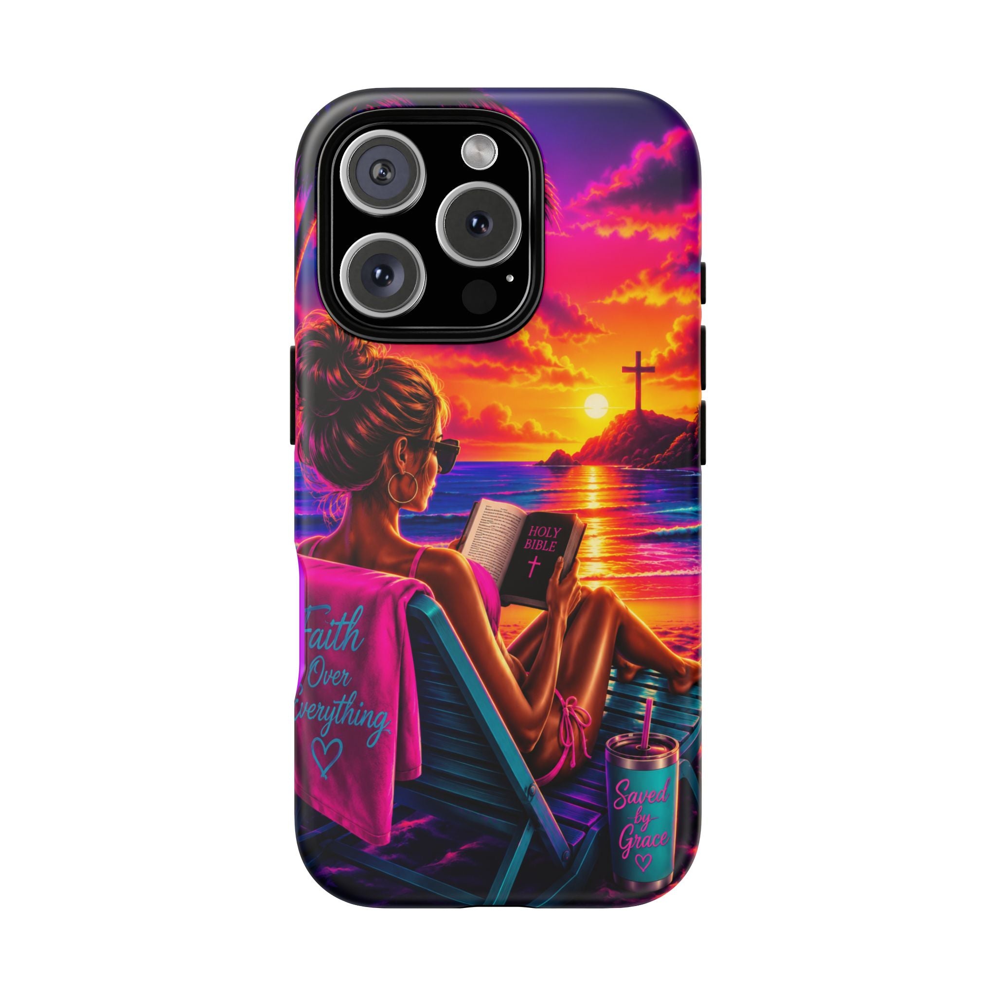 Phone Case —  Jesus and Beach (Faith Over Everything)