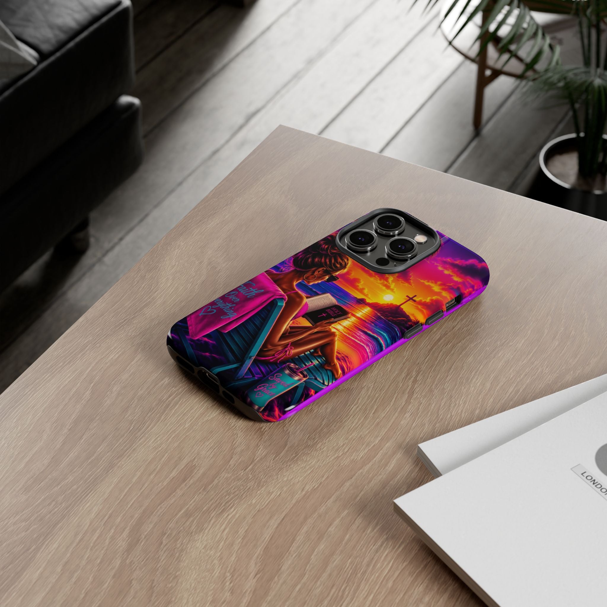 Phone Case —  Jesus and Beach (Faith Over Everything)