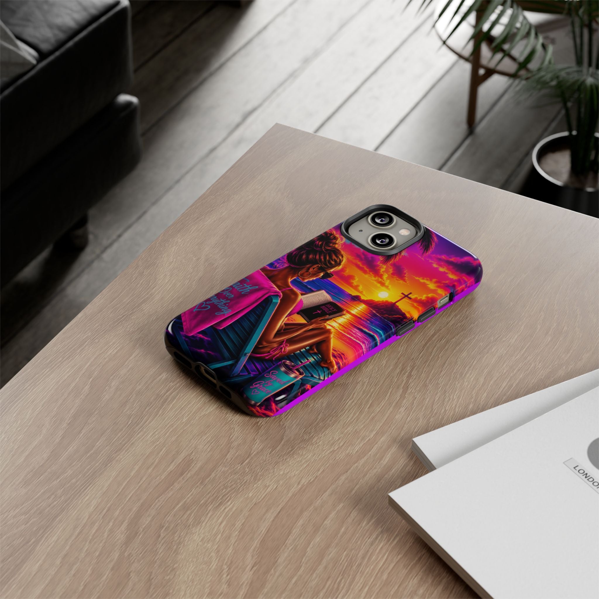 Phone Case —  Jesus and Beach (Faith Over Everything)