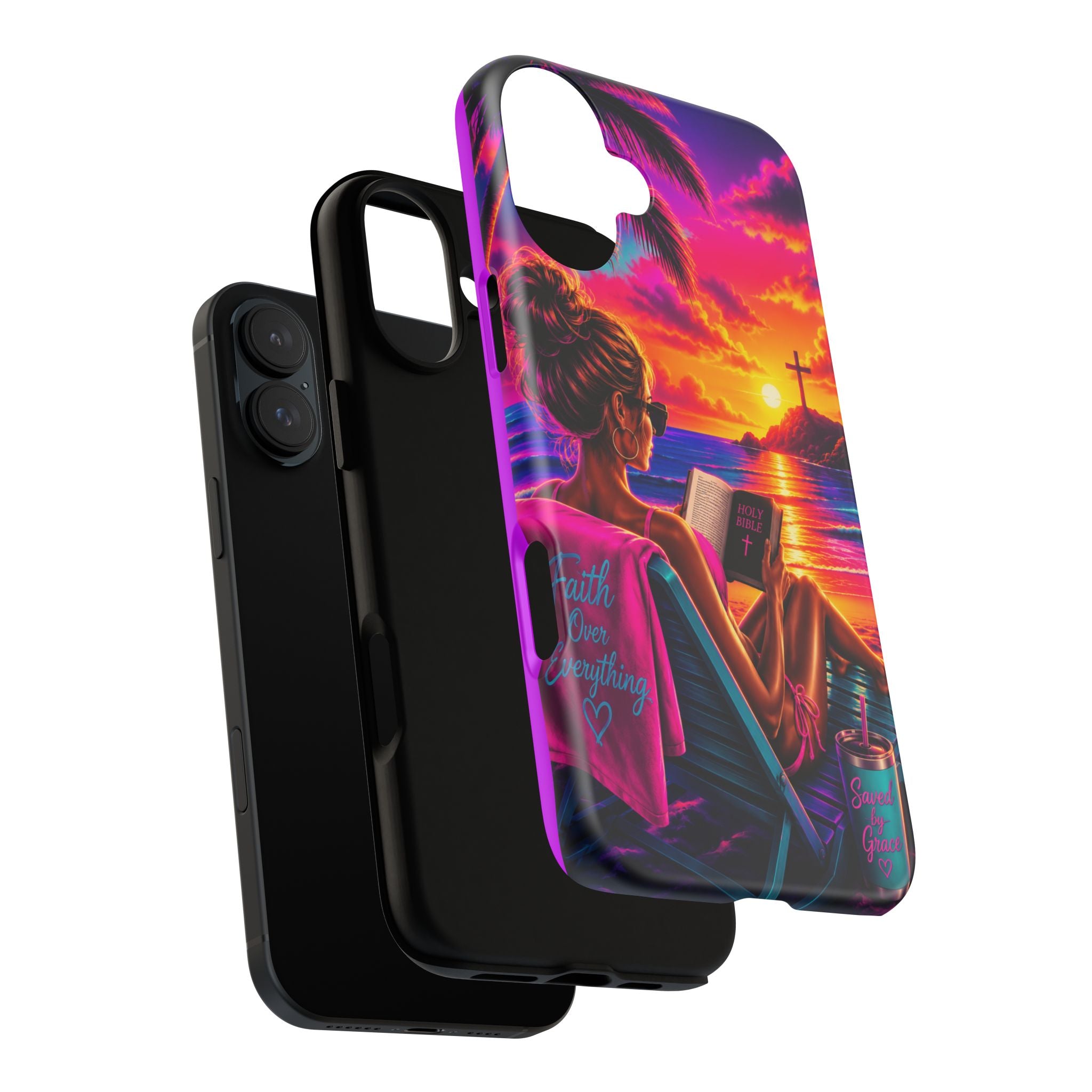 Phone Case —  Jesus and Beach (Faith Over Everything)
