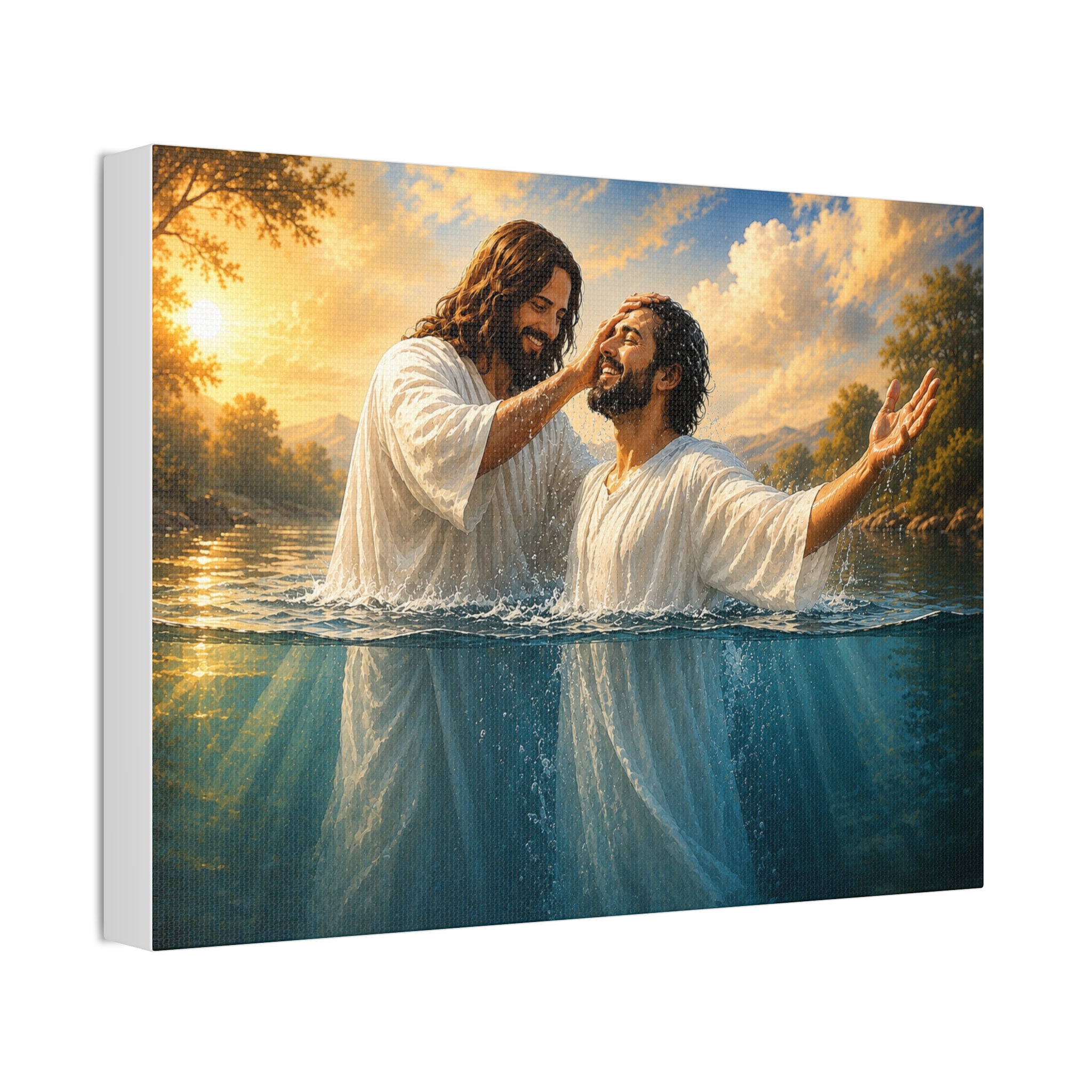 Hispanic Baptism of Christ Canvas Print — Christian Wall Art