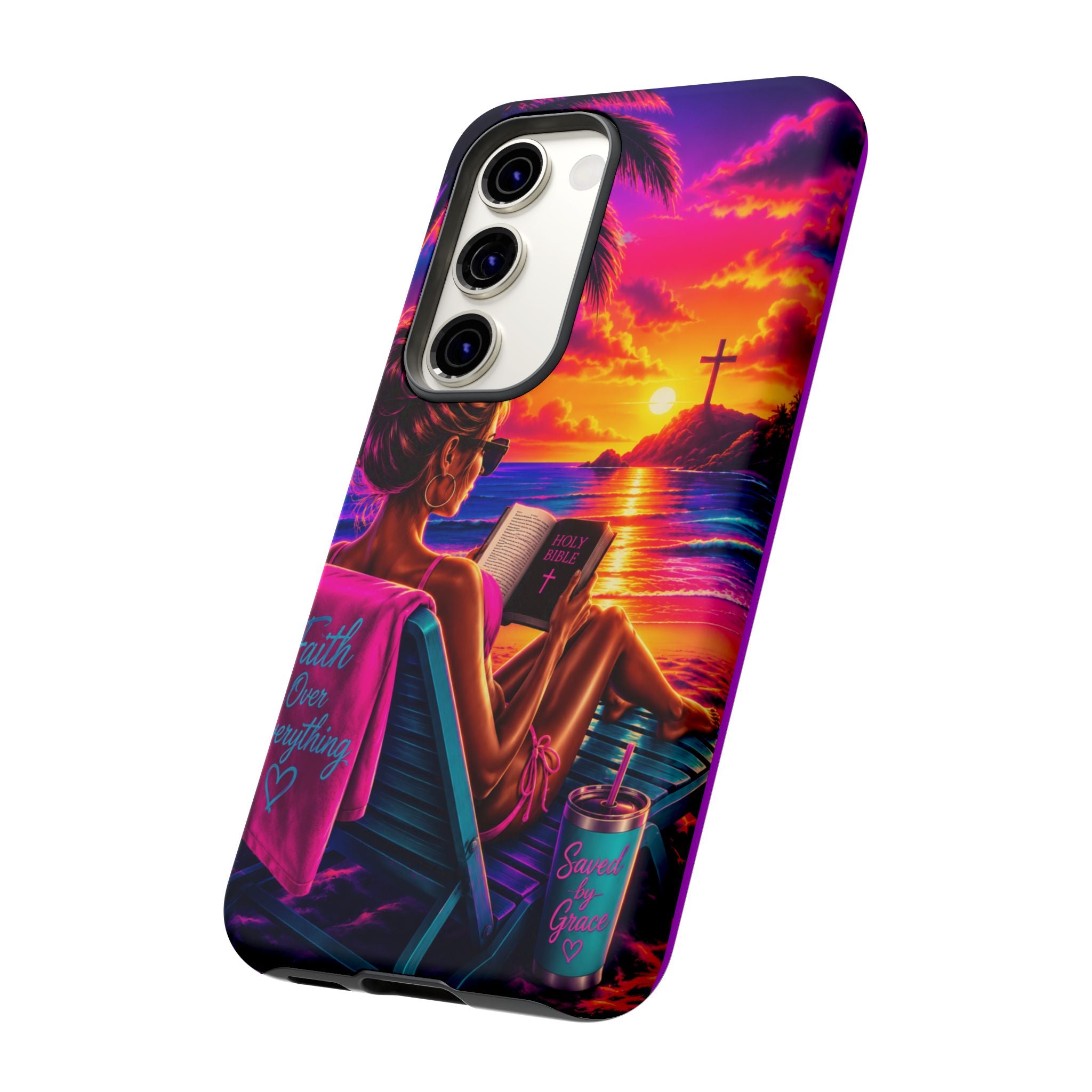Phone Case —  Jesus and Beach (Faith Over Everything)
