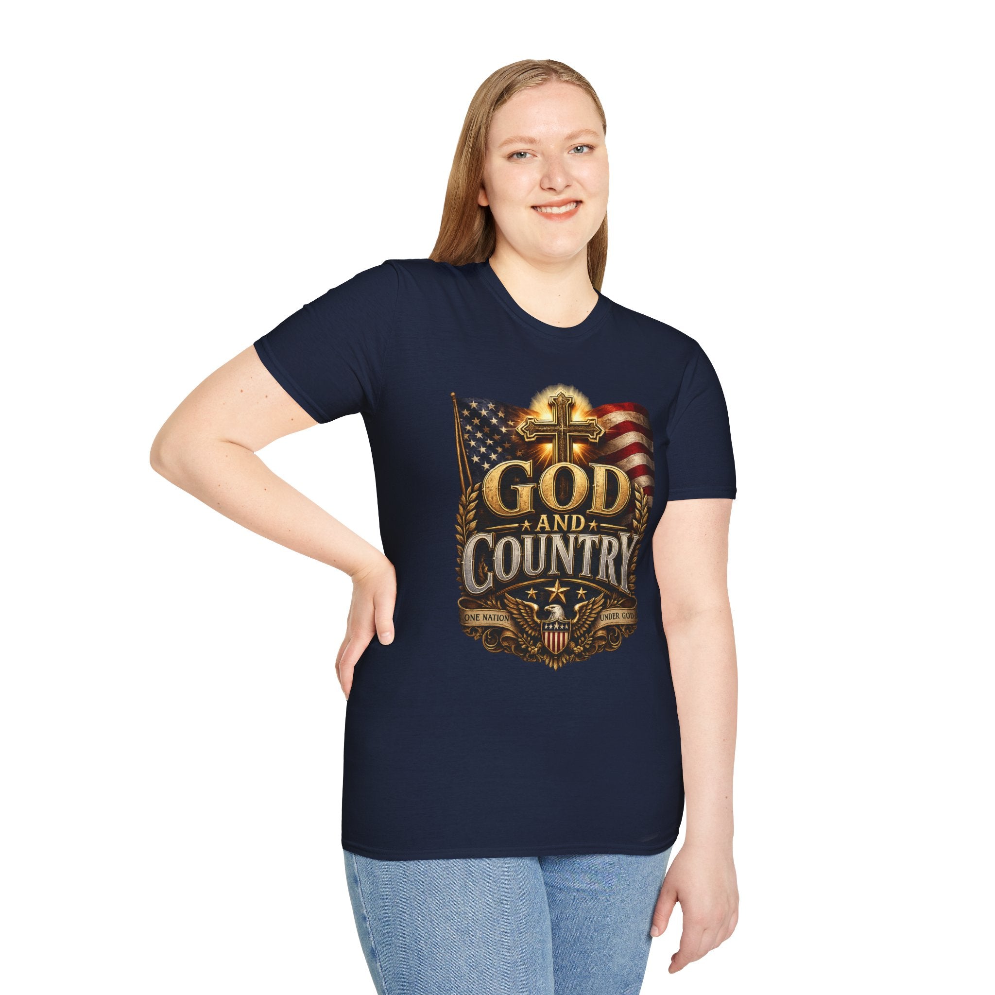 God and Country T-Shirt — Patriotic Christian Flag Tee