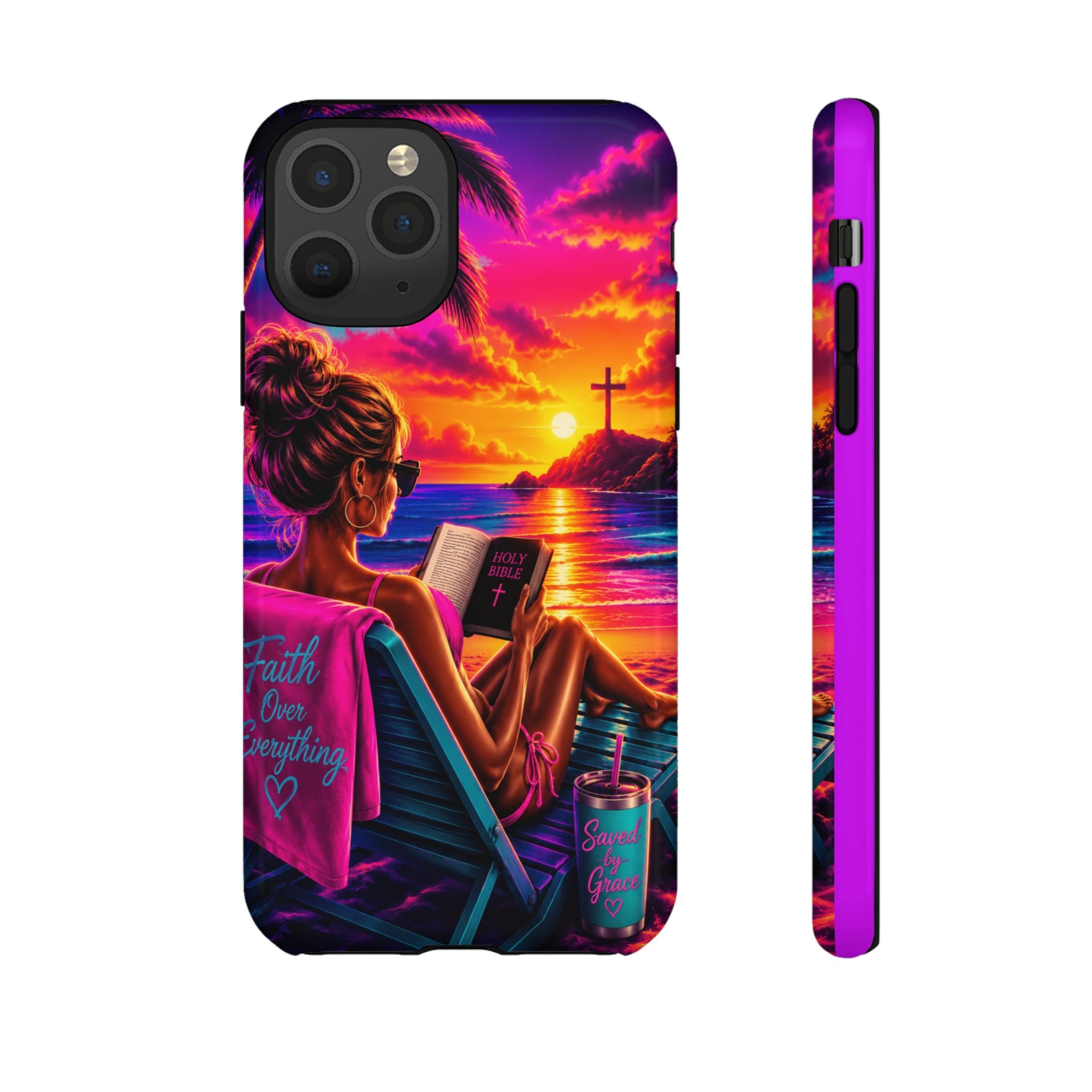 Phone Case —  Jesus and Beach (Faith Over Everything)