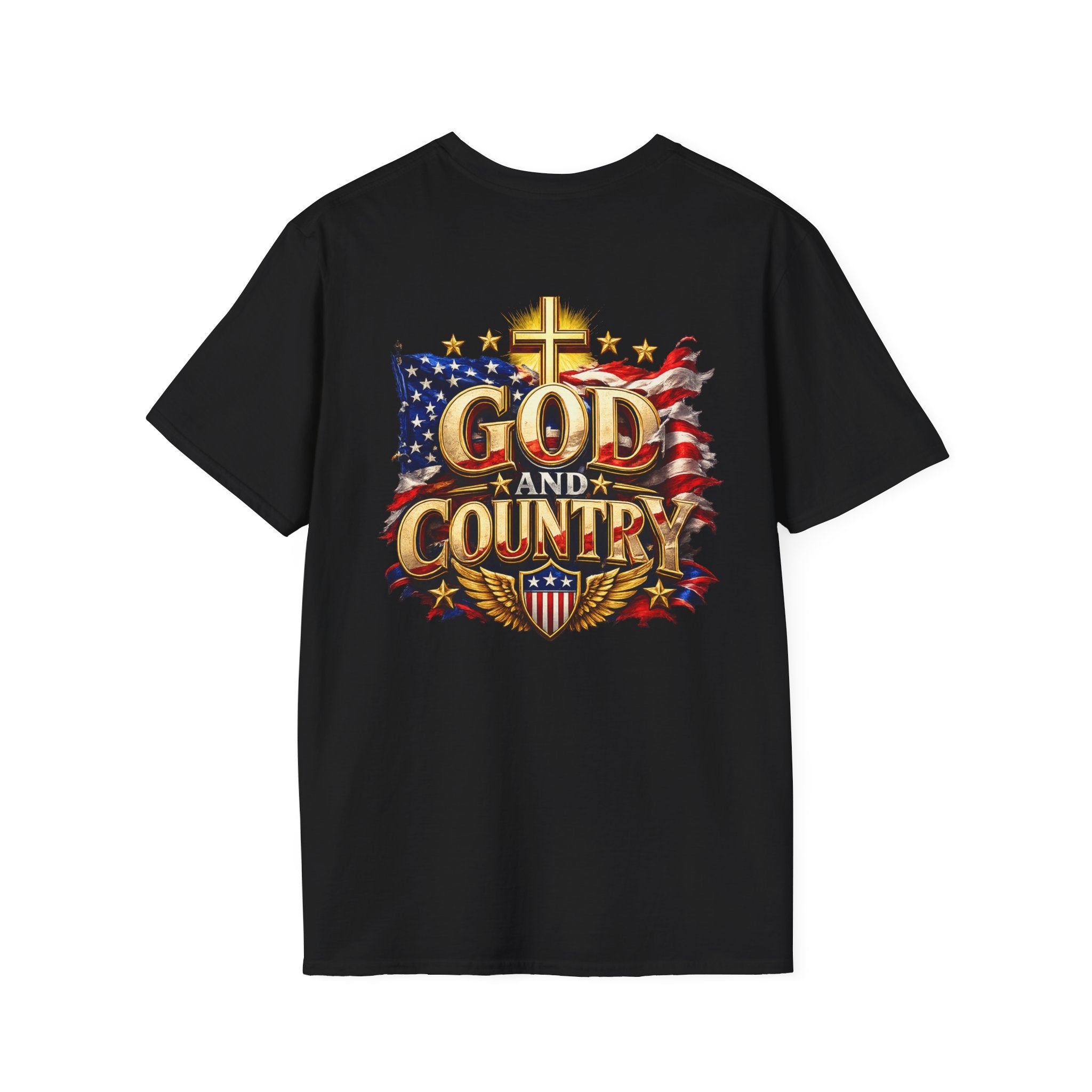God and Country T-Shirt — Christian Patriotic Tee (cross & American flag)