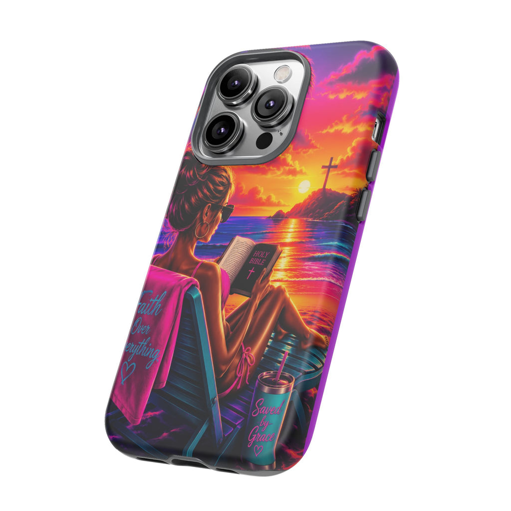 Phone Case —  Jesus and Beach (Faith Over Everything)
