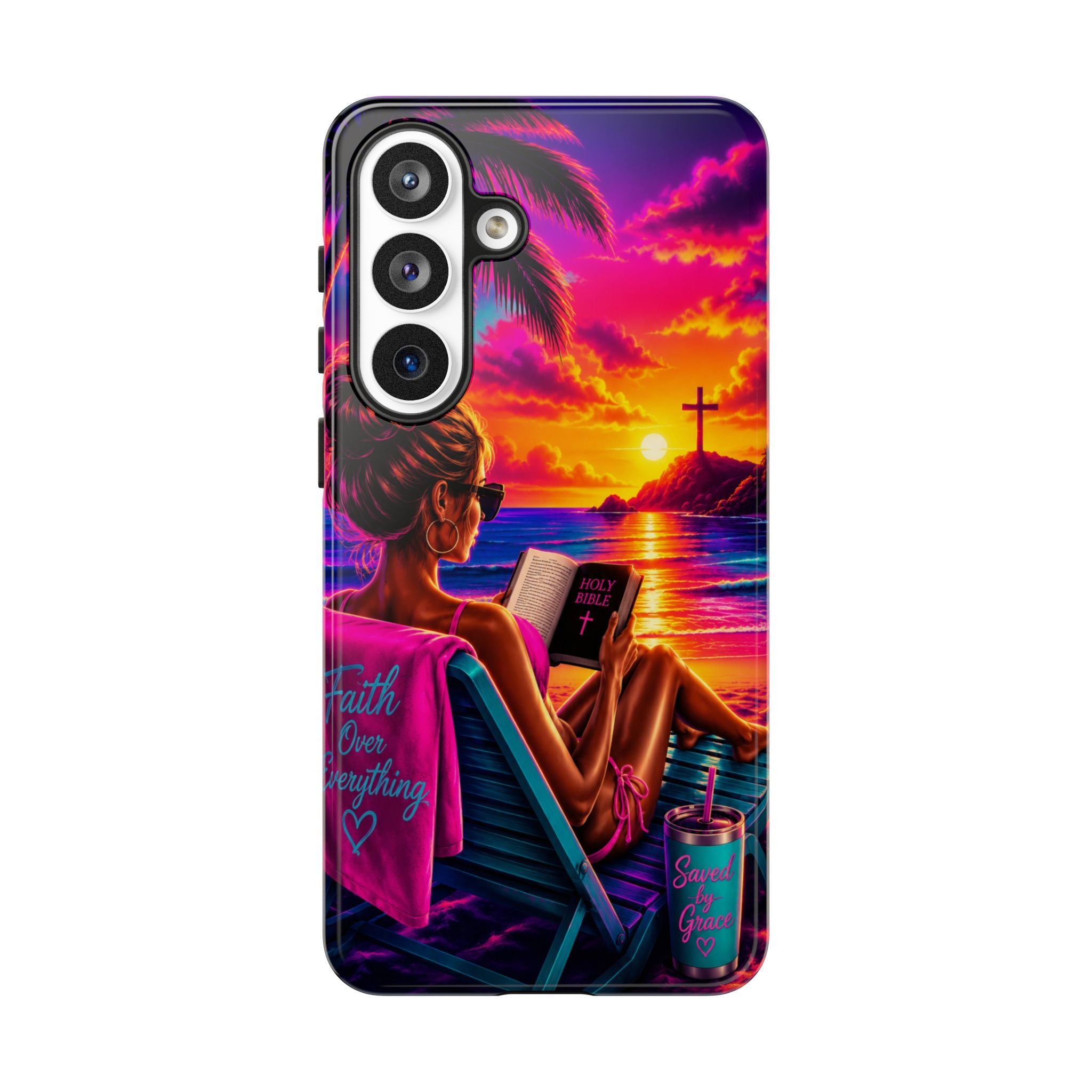 Phone Case —  Jesus and Beach (Faith Over Everything)