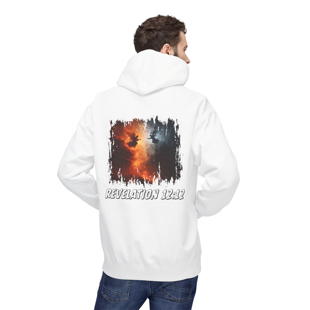 Revelation 12:12 Hoodie — 'Christ Love' Graphic Christian Pullover