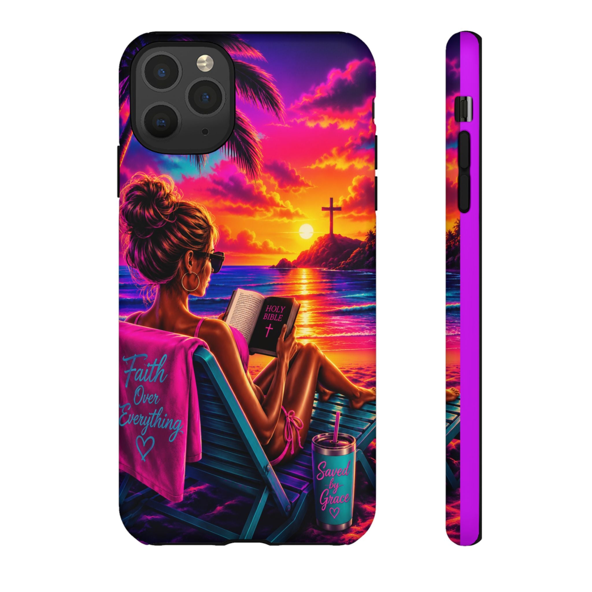 Phone Case —  Jesus and Beach (Faith Over Everything)