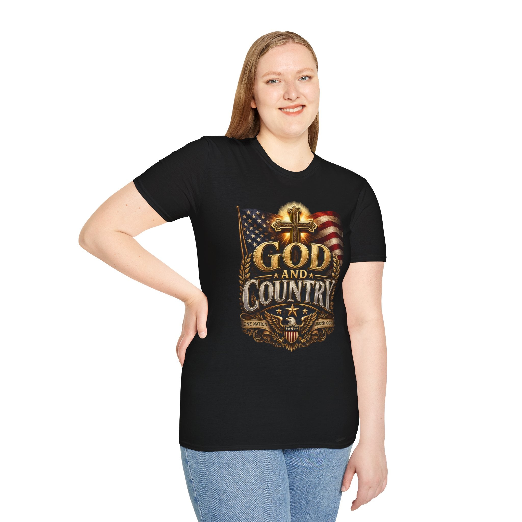 God and Country T-Shirt — Patriotic Christian Flag Tee
