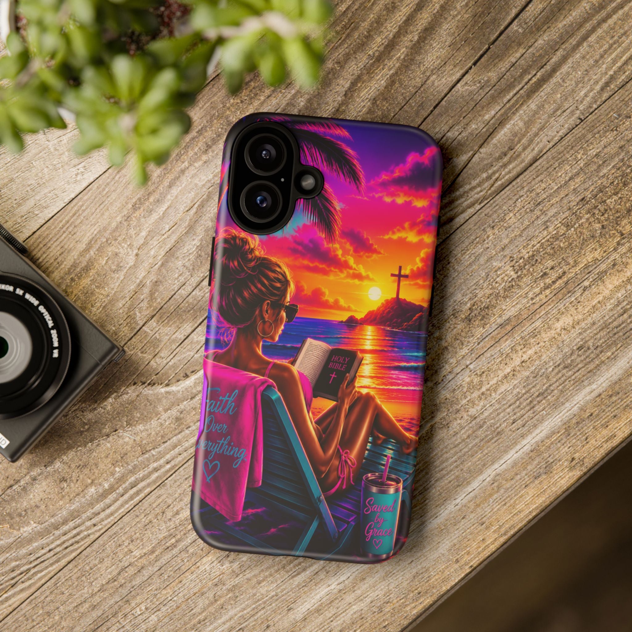 Phone Case —  Jesus and Beach (Faith Over Everything)