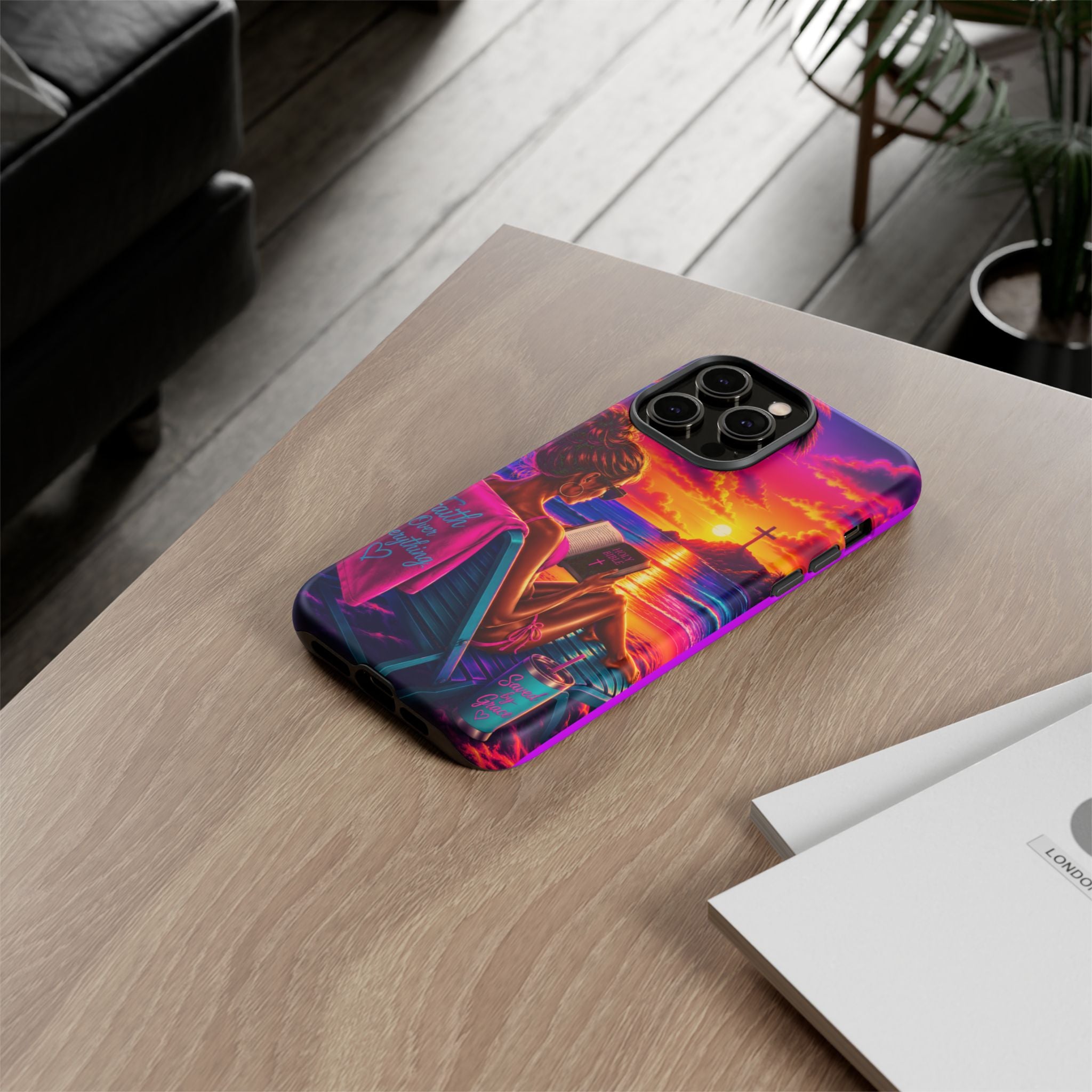 Phone Case —  Jesus and Beach (Faith Over Everything)