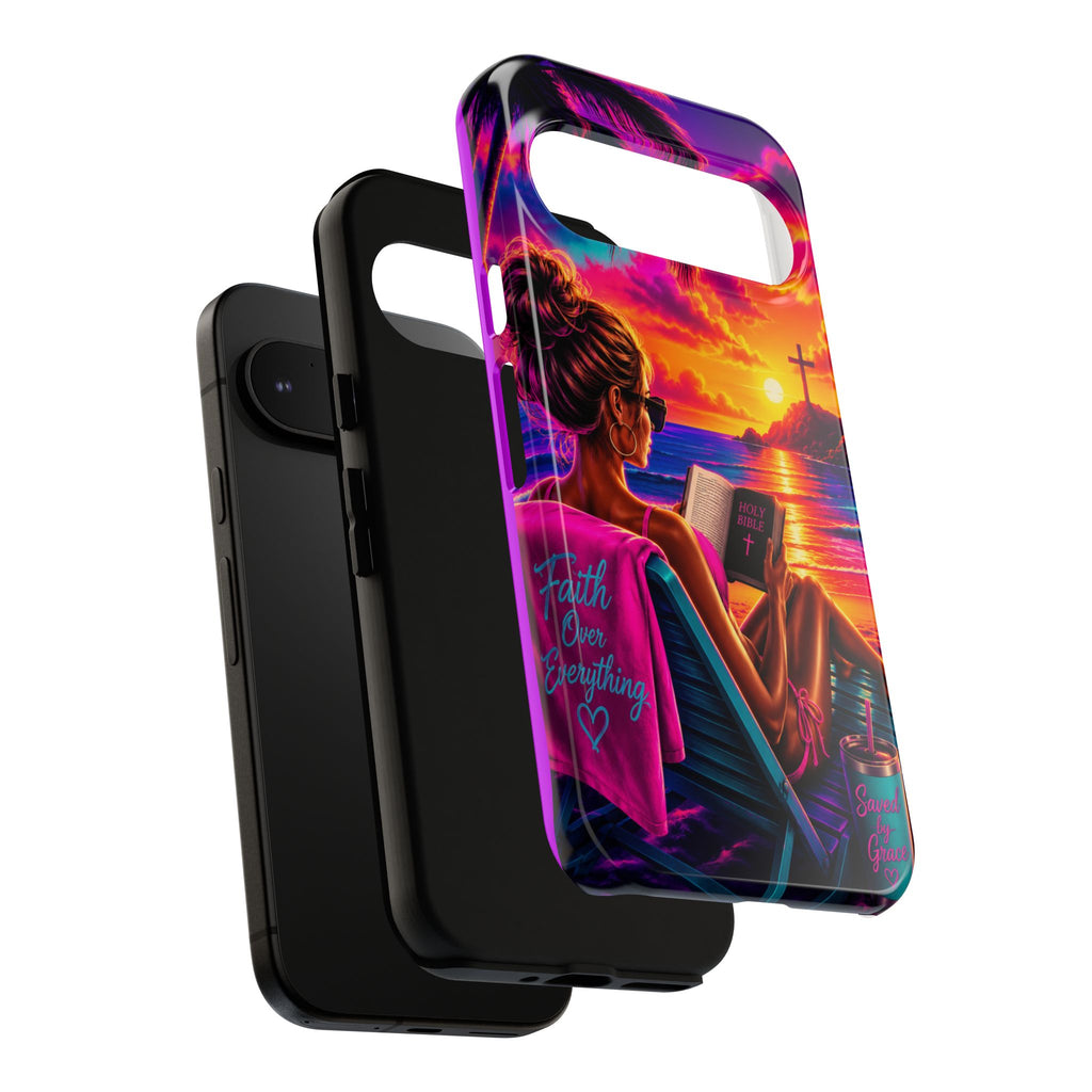 Phone Case —  Jesus and Beach (Faith Over Everything)