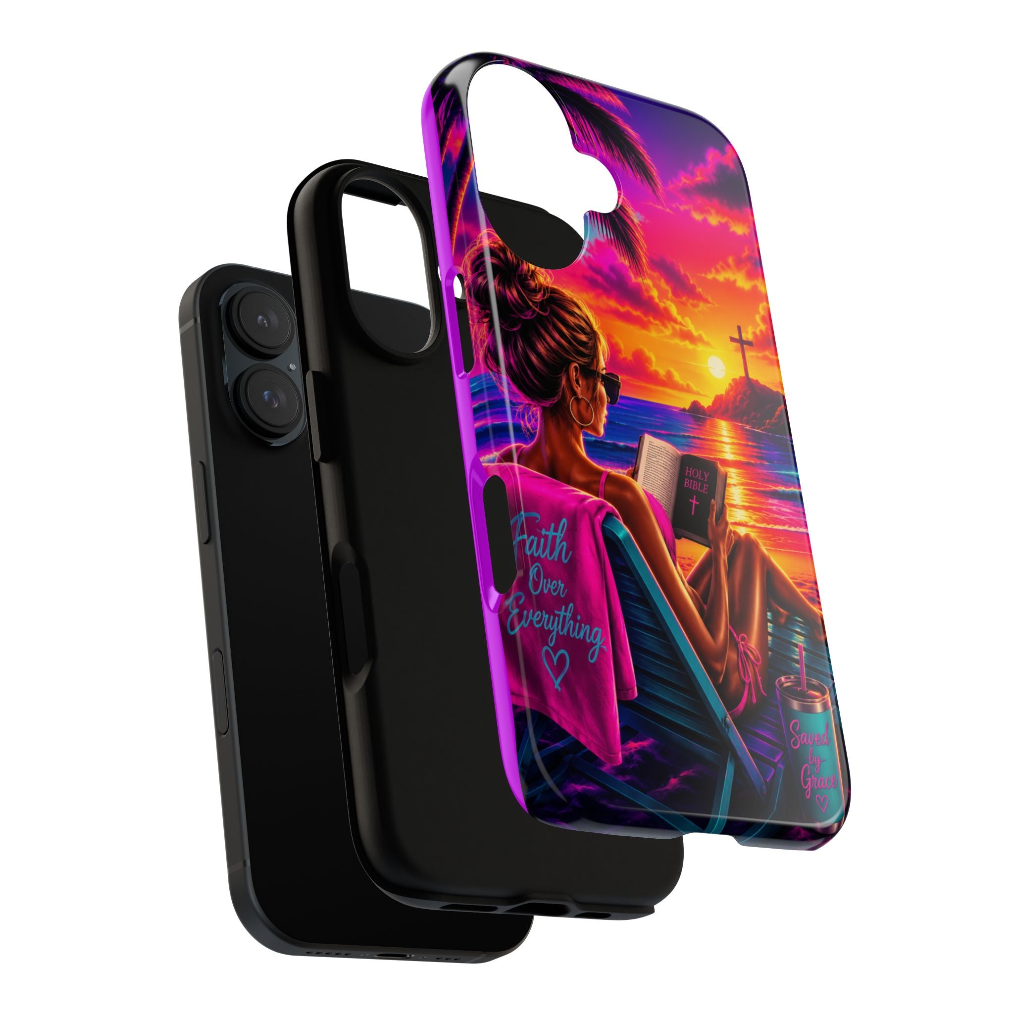 Phone Case —  Jesus and Beach (Faith Over Everything)