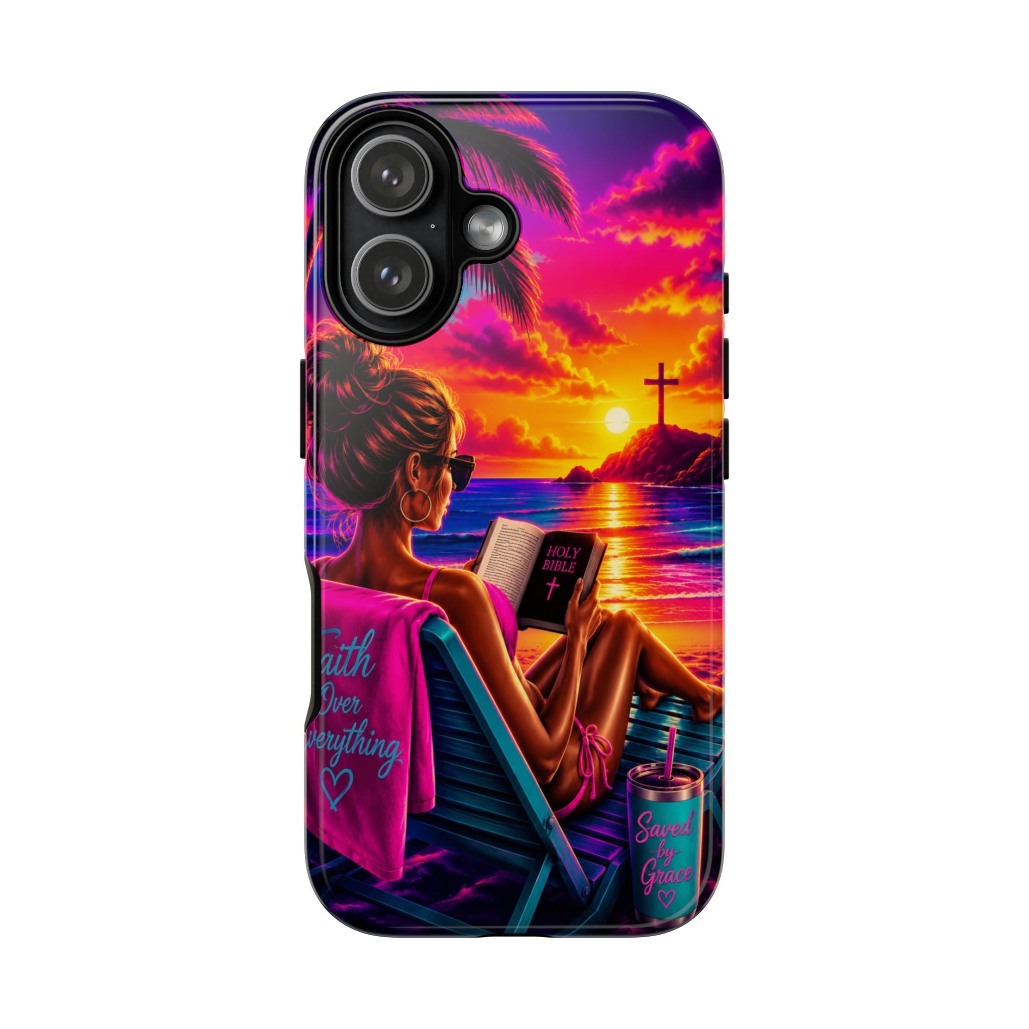 Phone Case —  Jesus and Beach (Faith Over Everything)