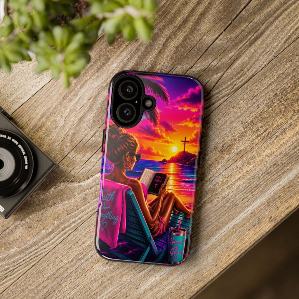 Phone Case —  Jesus and Beach (Faith Over Everything)