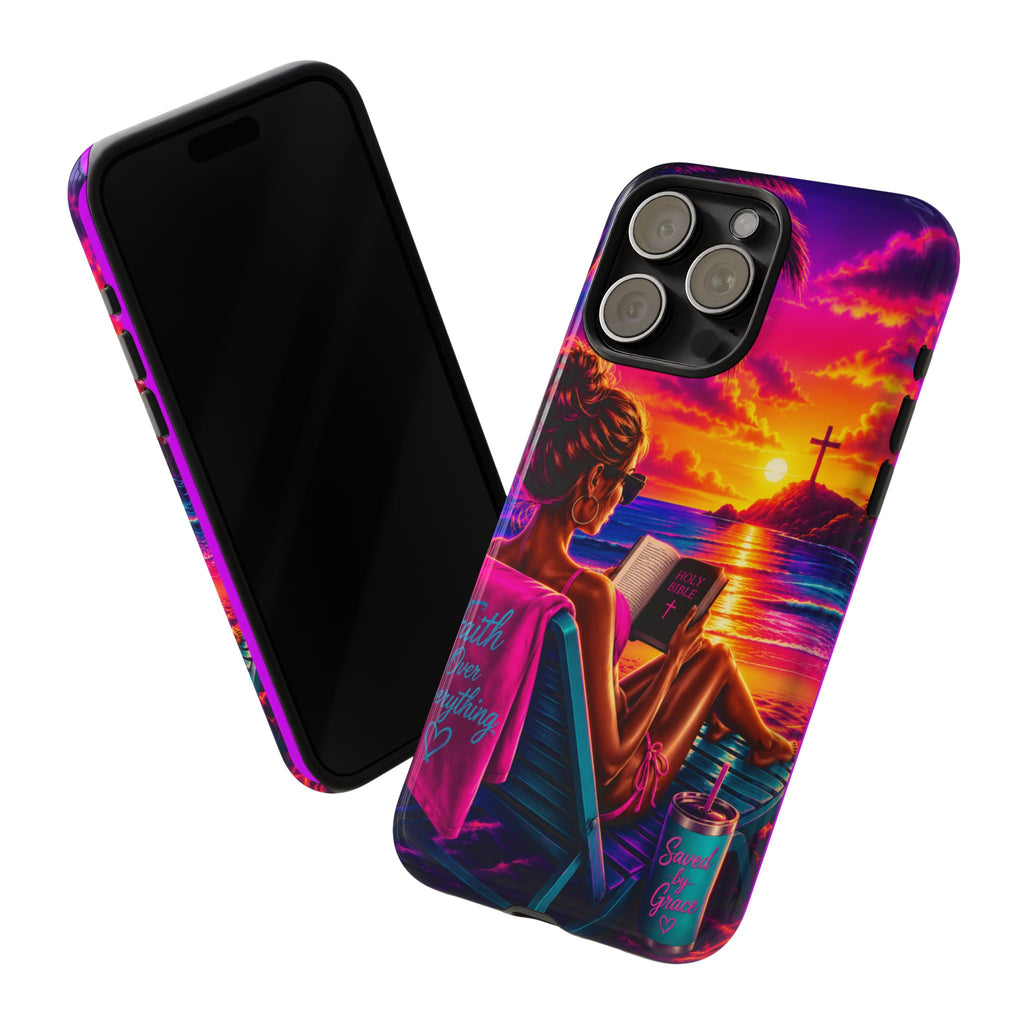 Phone Case —  Jesus and Beach (Faith Over Everything)