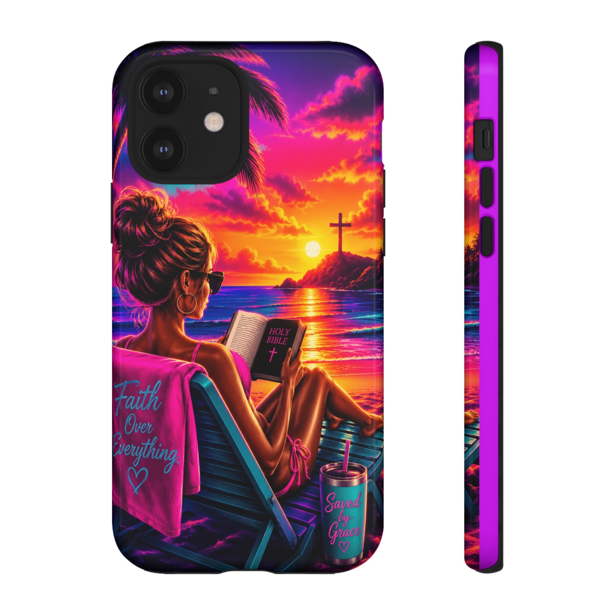 Phone Case —  Jesus and Beach (Faith Over Everything)