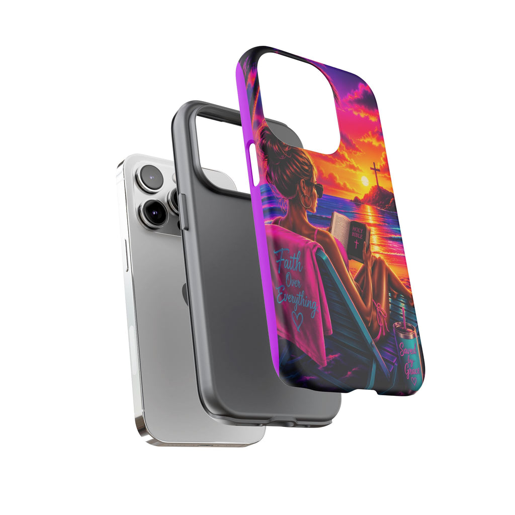 Phone Case —  Jesus and Beach (Faith Over Everything)