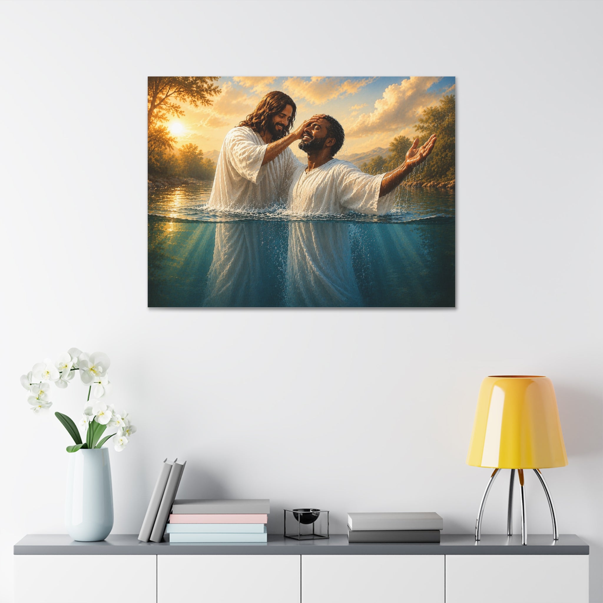 African Man Baptism of Faith Canvas Print - Christian Wall Art