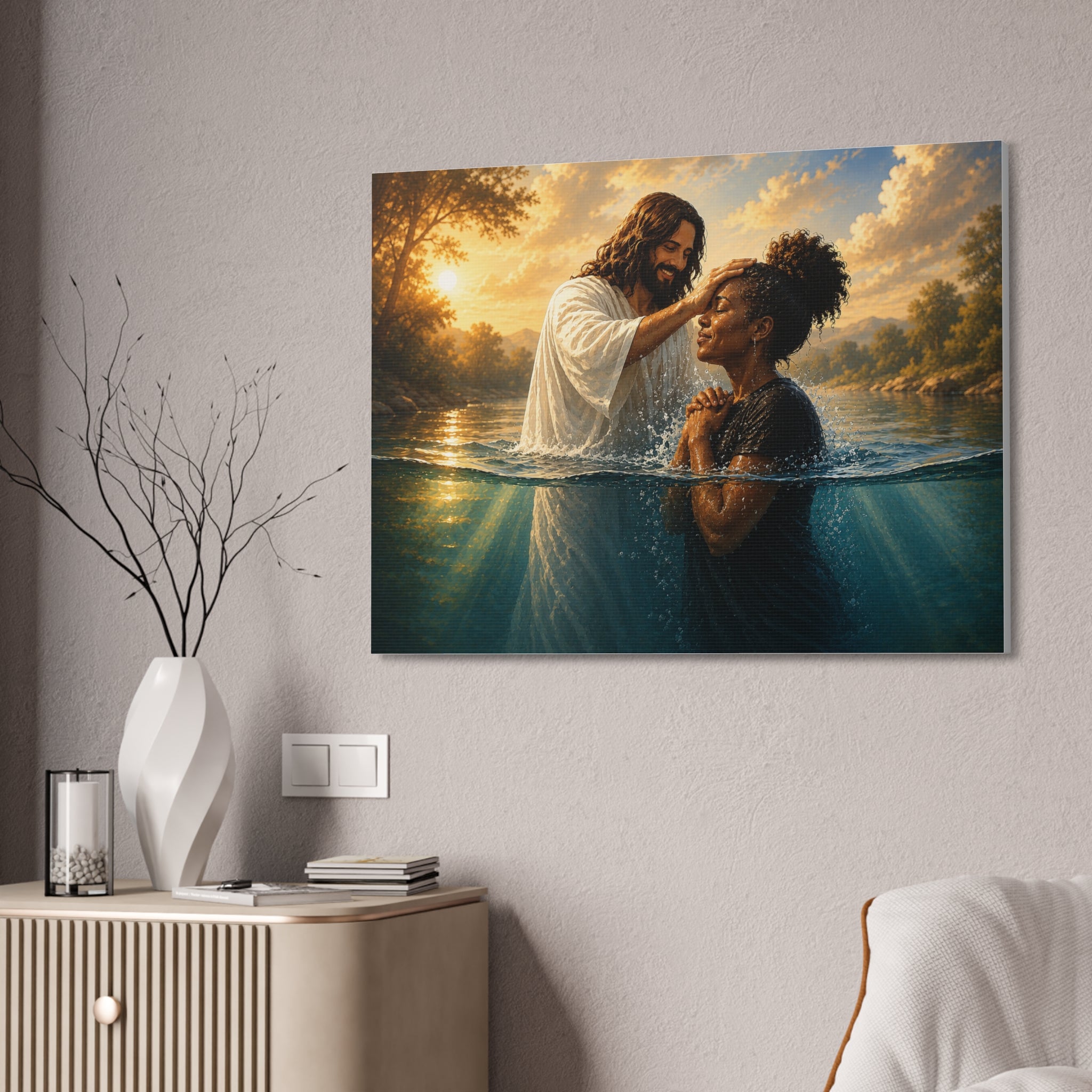 African Woman Baptism of Grace Canvas Print