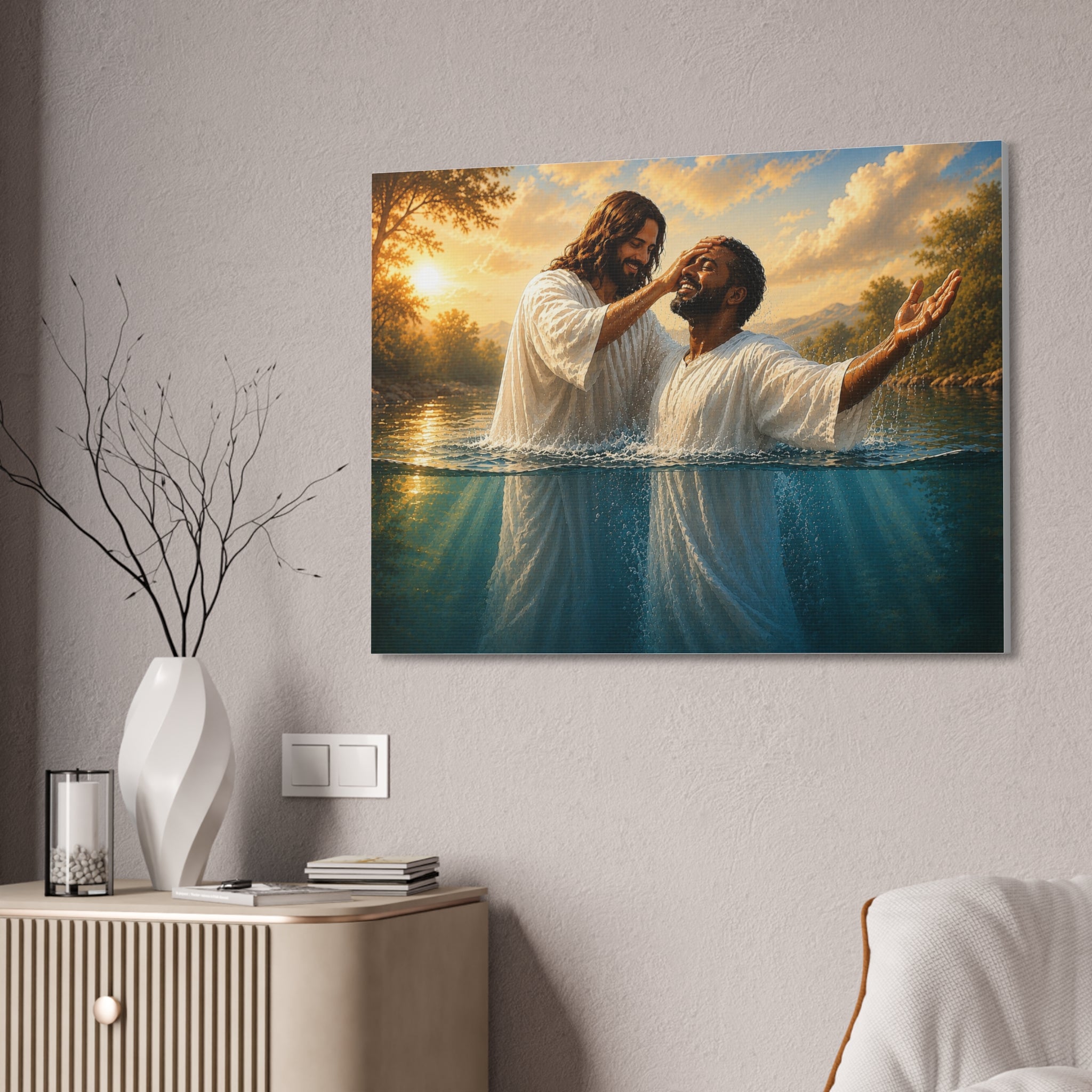 African Man Baptism of Faith Canvas Print - Christian Wall Art