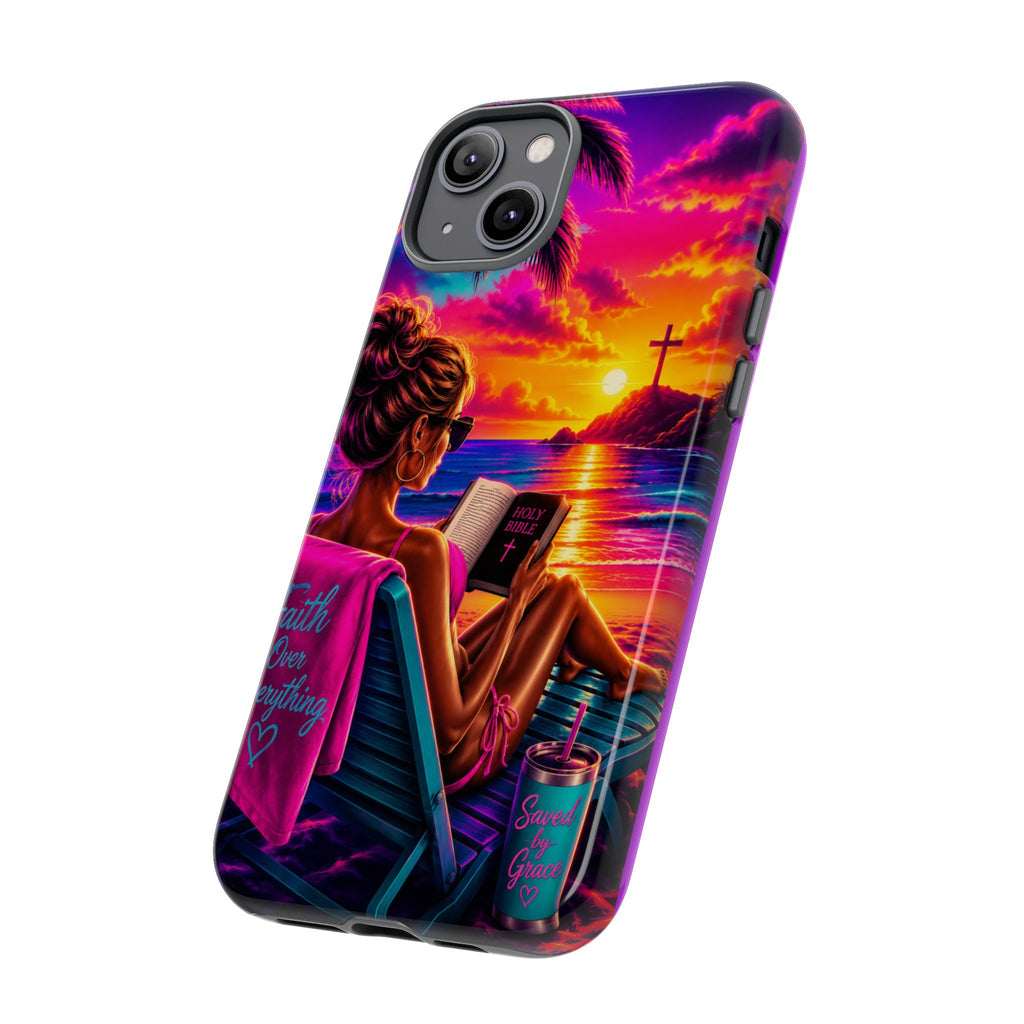 Phone Case —  Jesus and Beach (Faith Over Everything)