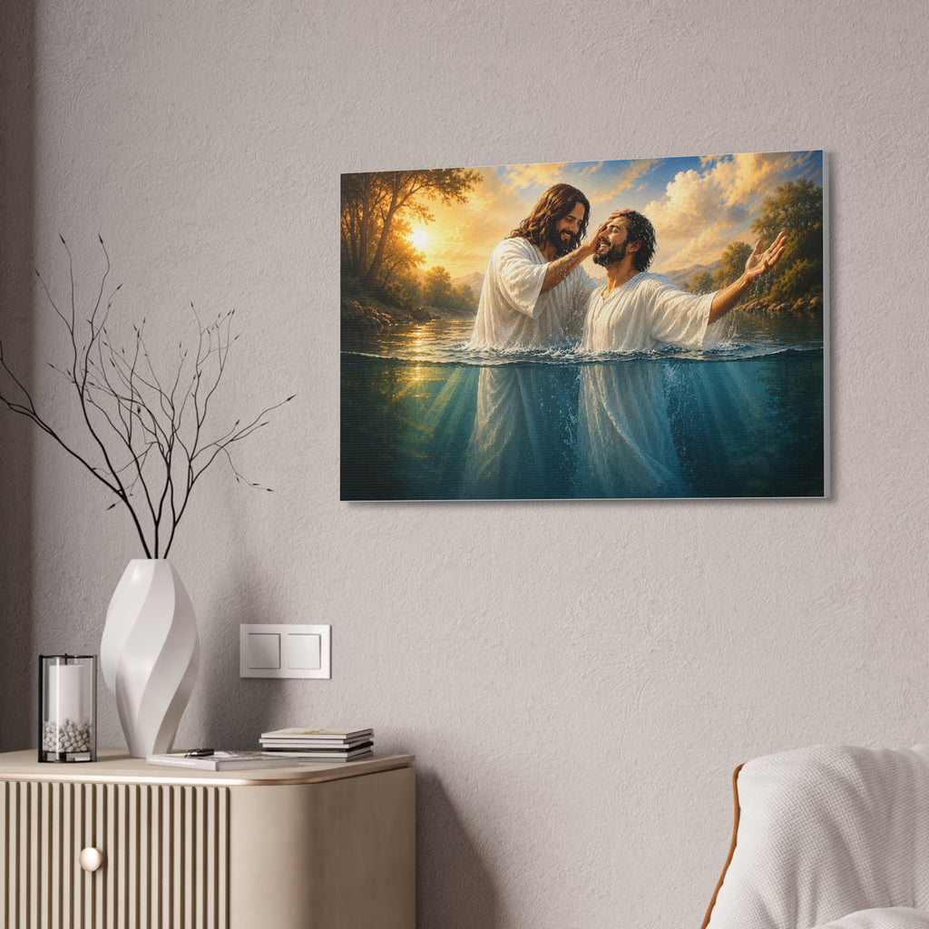 Hispanic Baptism of Christ Canvas Print — Christian Wall Art