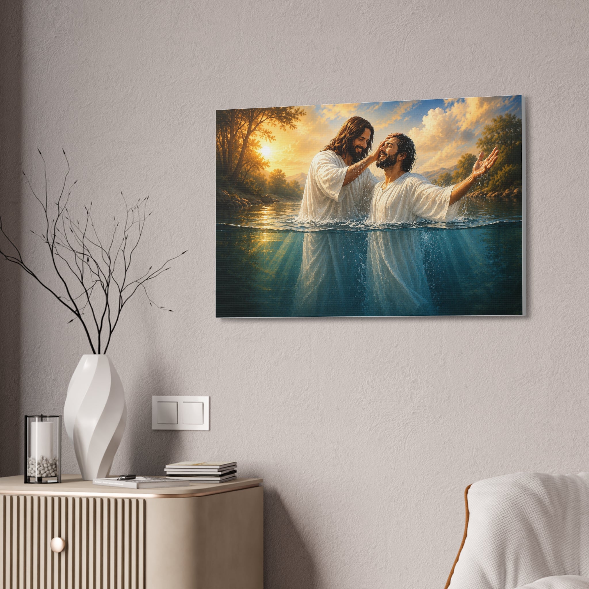 Hispanic Baptism of Christ Canvas Print — Christian Wall Art