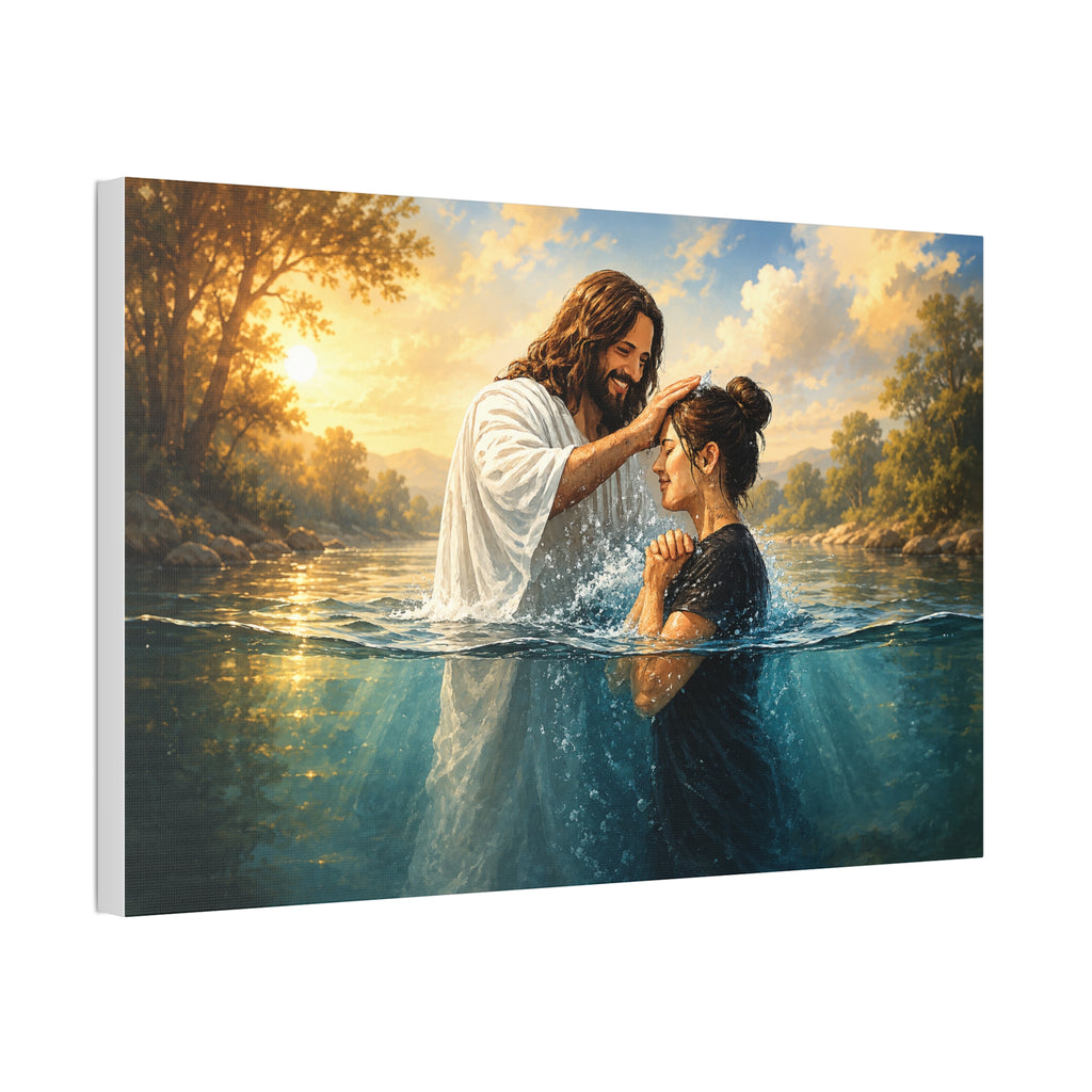 Religious Canvas Wall Art — "I left it in the water" (Stretched Canvas)
