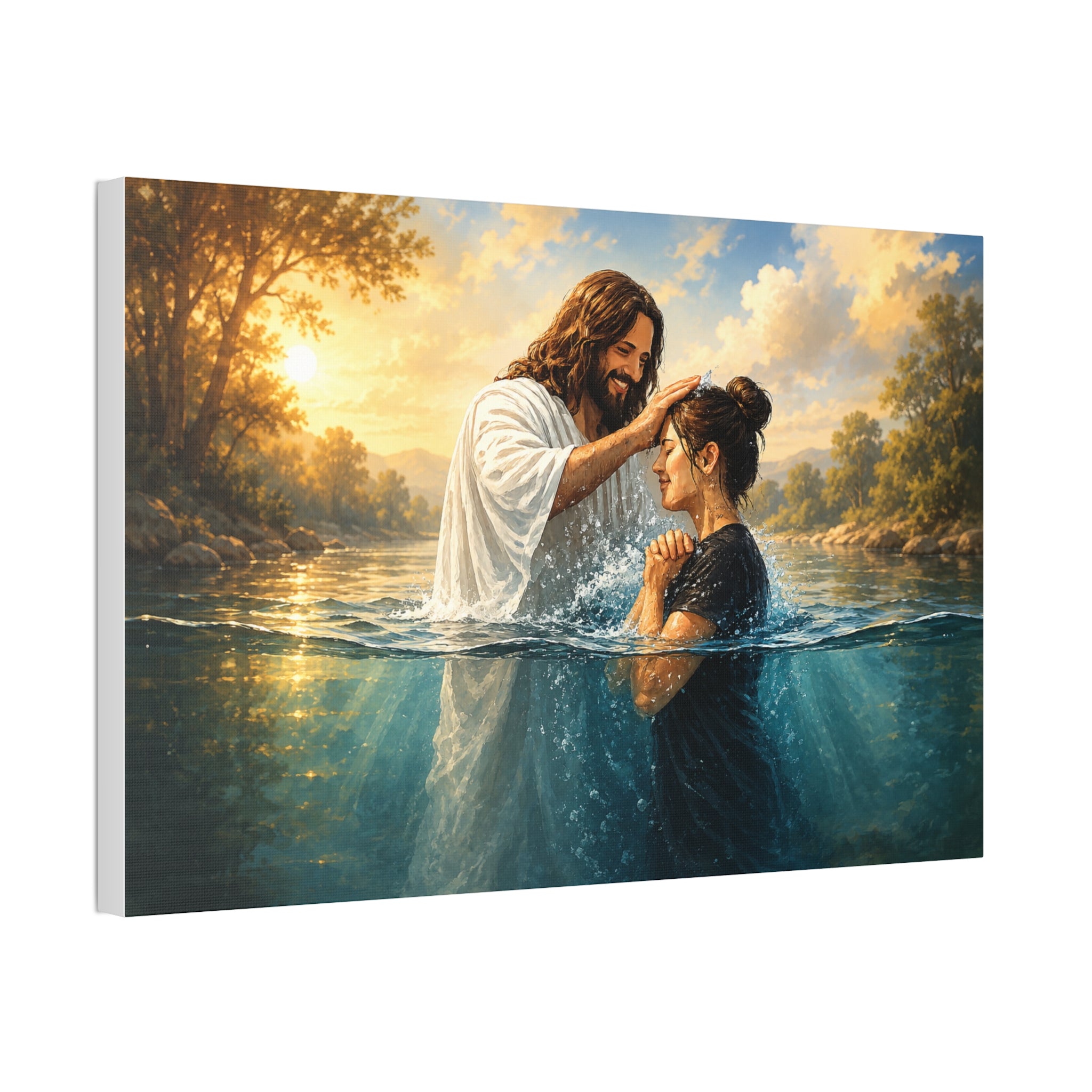 Religious Canvas Wall Art — "I left it in the water" (Stretched Canvas)