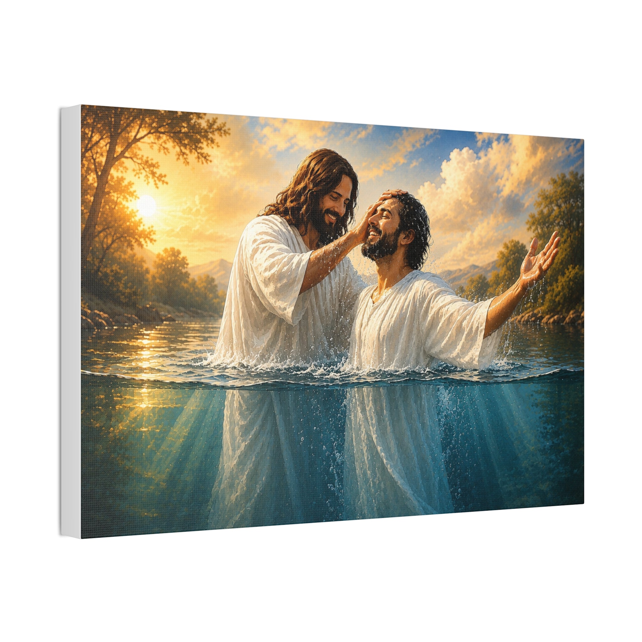 Hispanic Baptism of Christ Canvas Print — Christian Wall Art