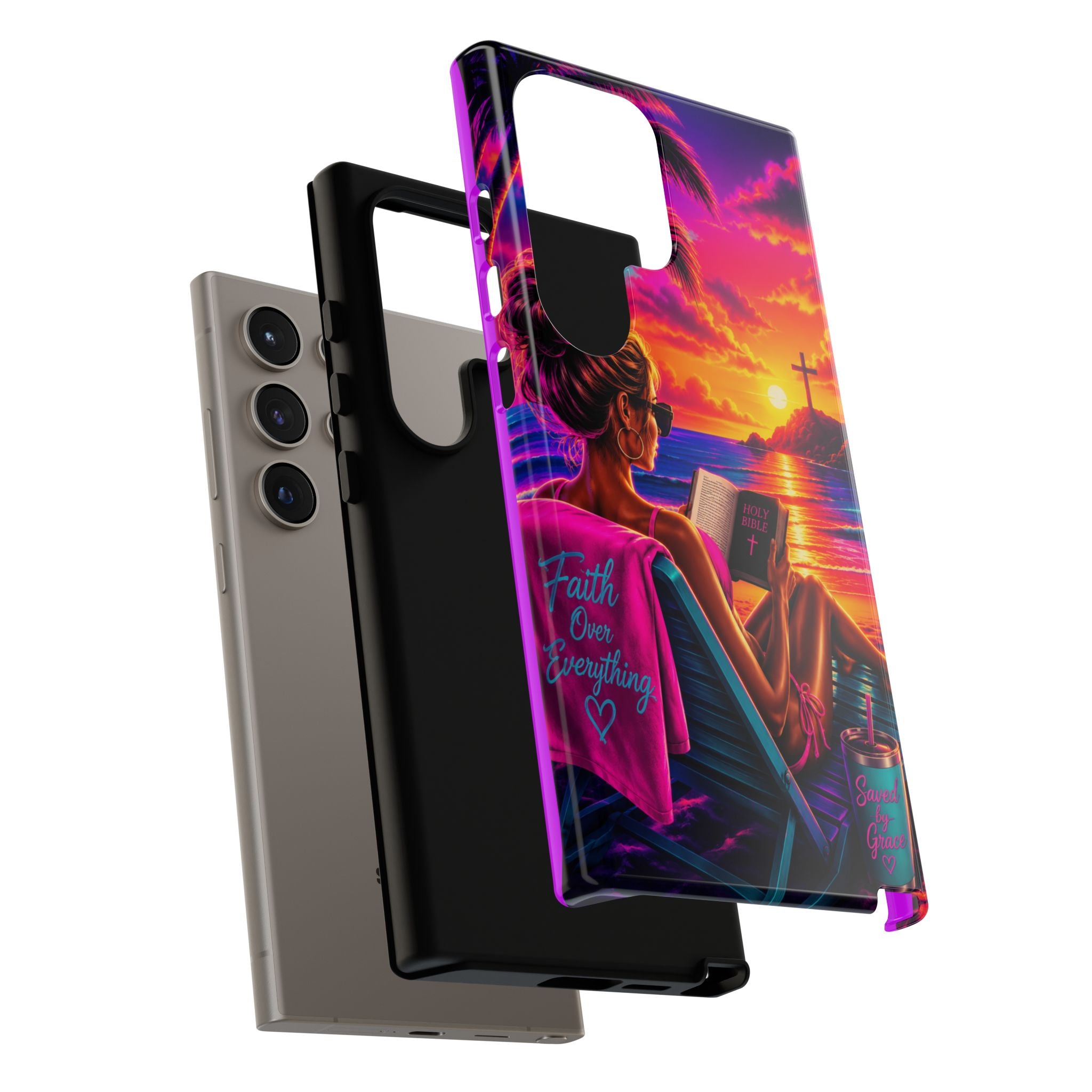 Phone Case —  Jesus and Beach (Faith Over Everything)