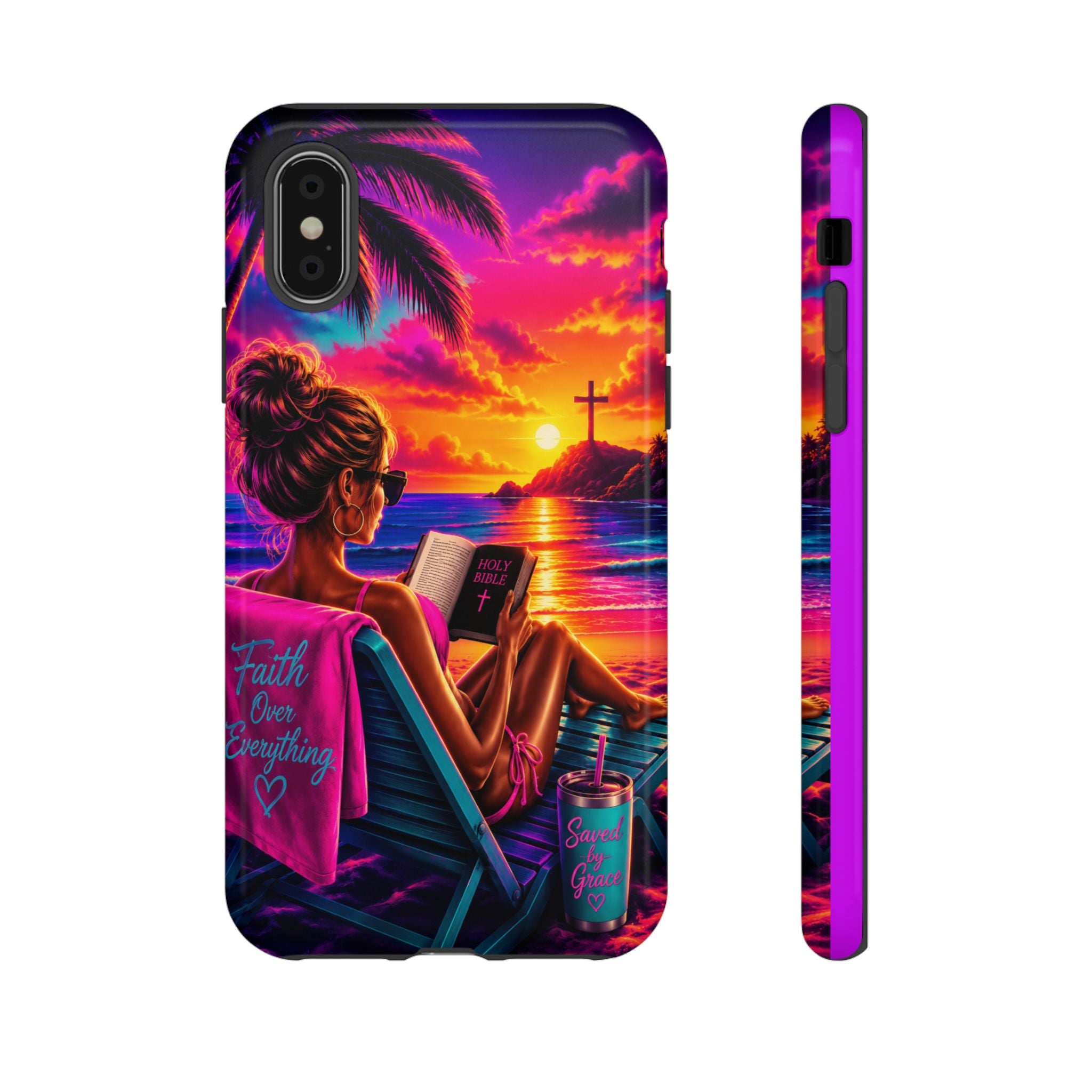 Phone Case —  Jesus and Beach (Faith Over Everything)