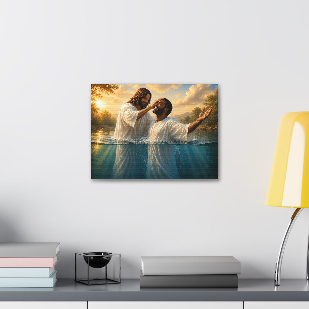 African Man Baptism of Faith Canvas Print - Christian Wall Art